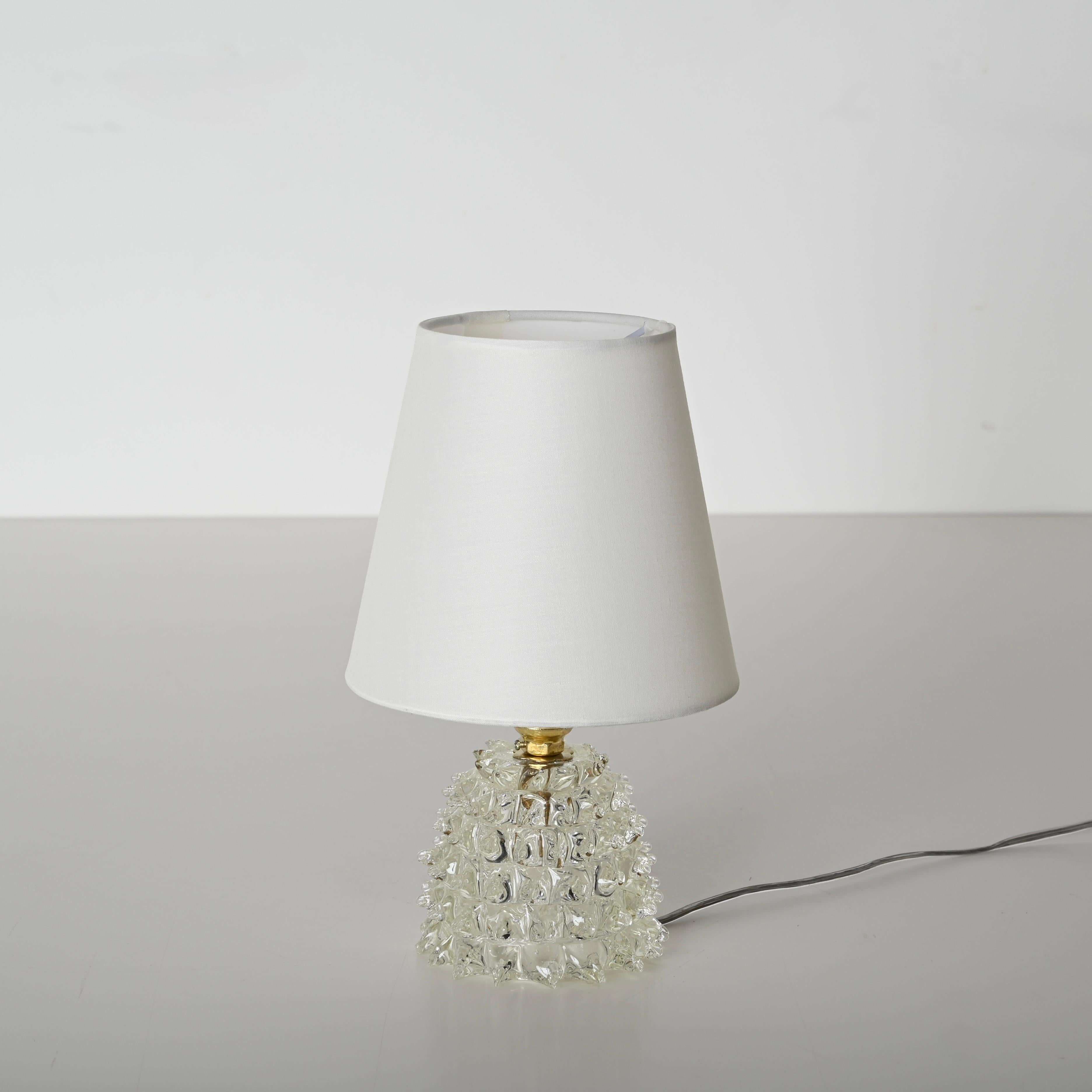 Paar Barovier Murano Rostrato-Tischlampen aus Glas und Messing, Italien 1950er Jahre im Zustand „Gut“ in Roma, IT