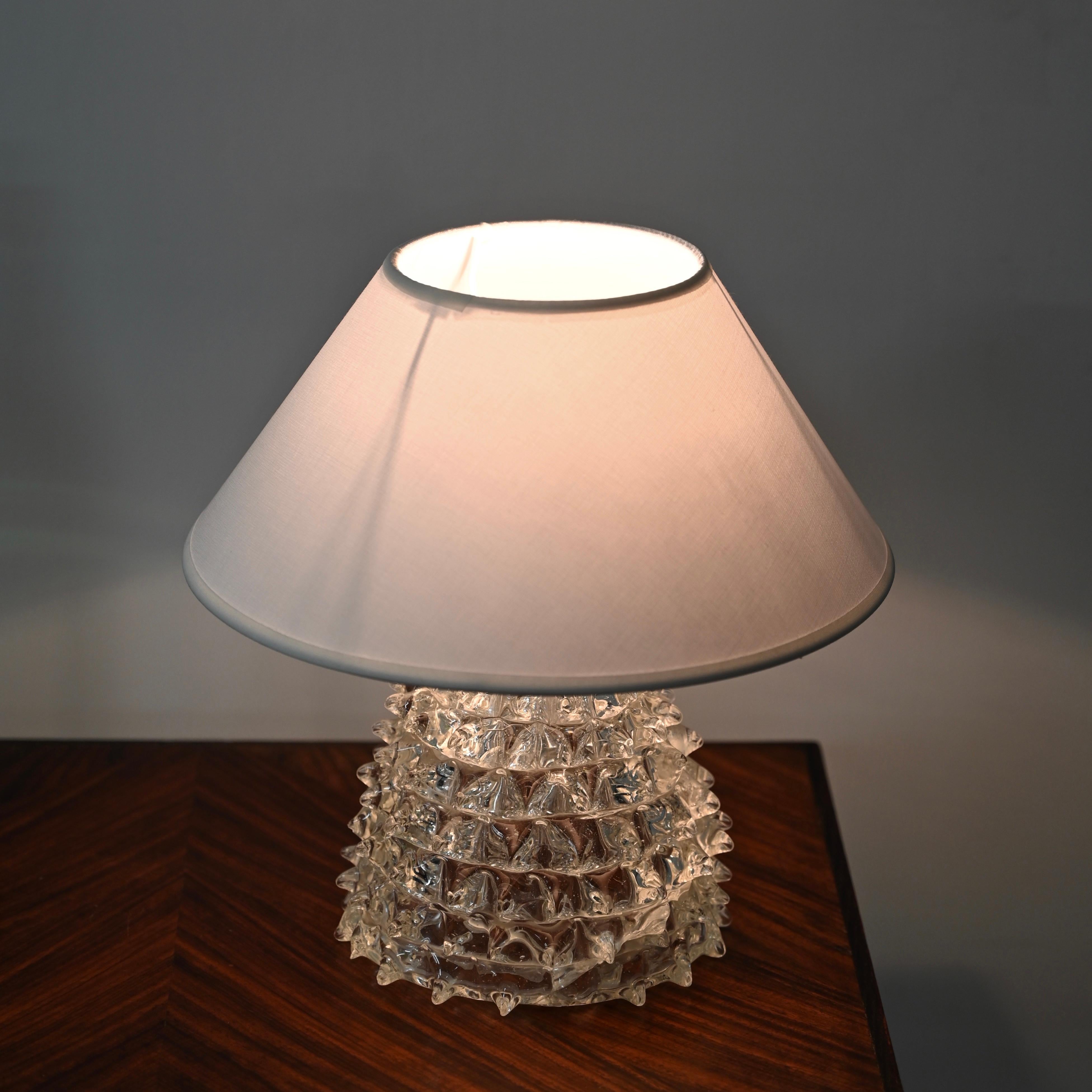 Paire de lampes de table en verre Rostrato de Murano, Italie, années 1940 en vente 2