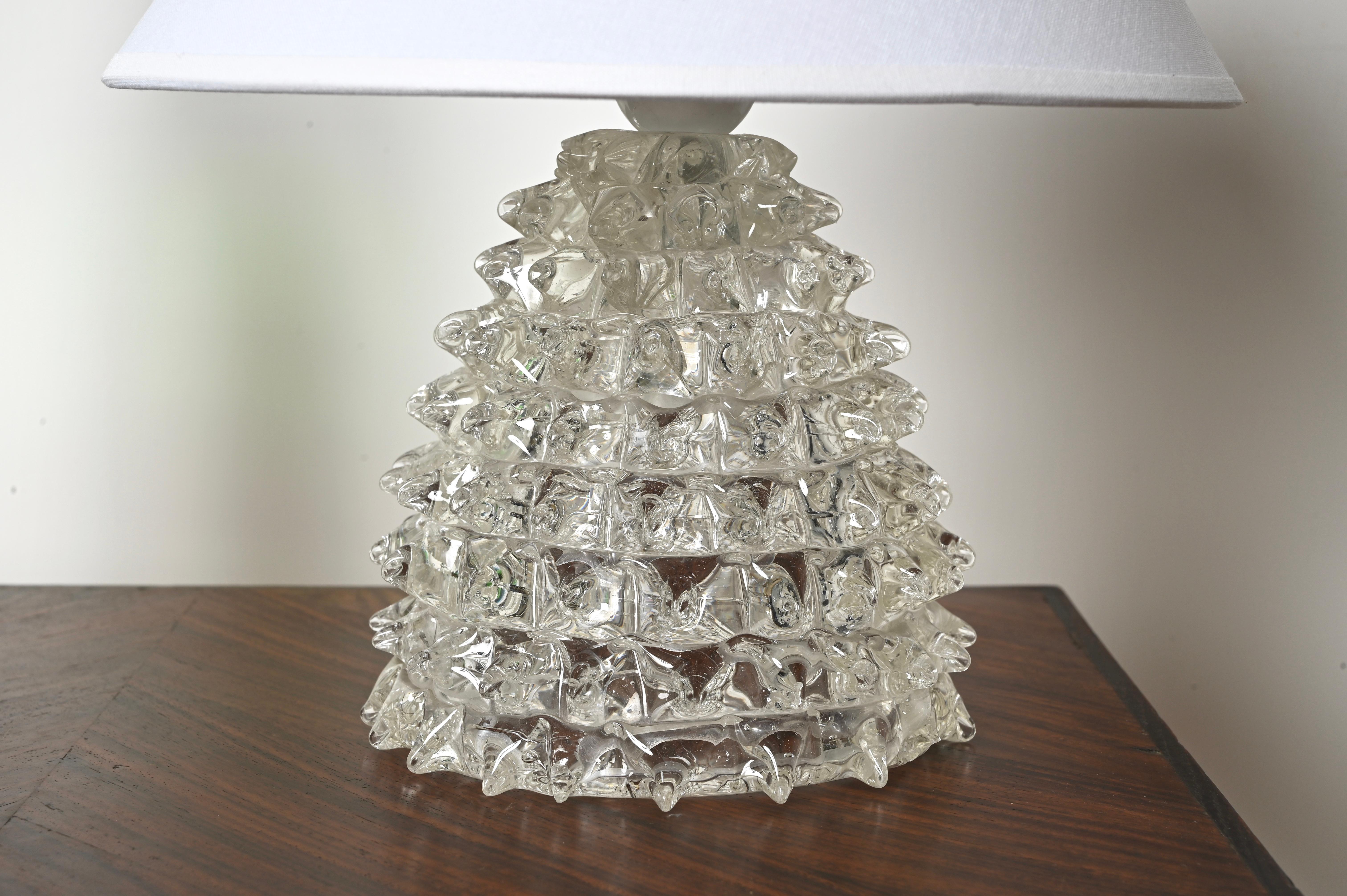 Paire de lampes de table en verre Rostrato de Murano, Italie, années 1940 en vente 5