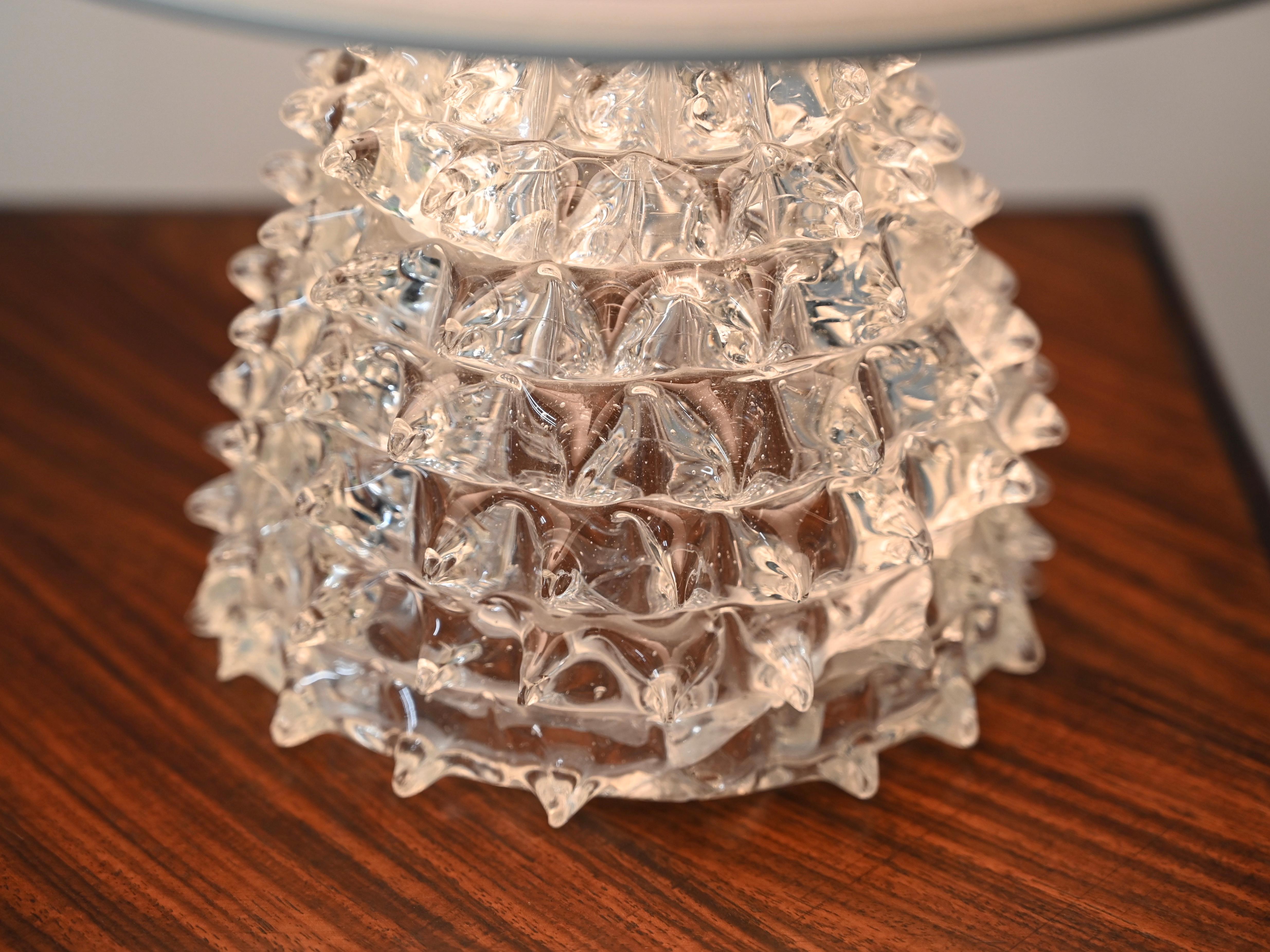 italien Paire de lampes de table en verre Rostrato de Murano, Italie, années 1940 en vente