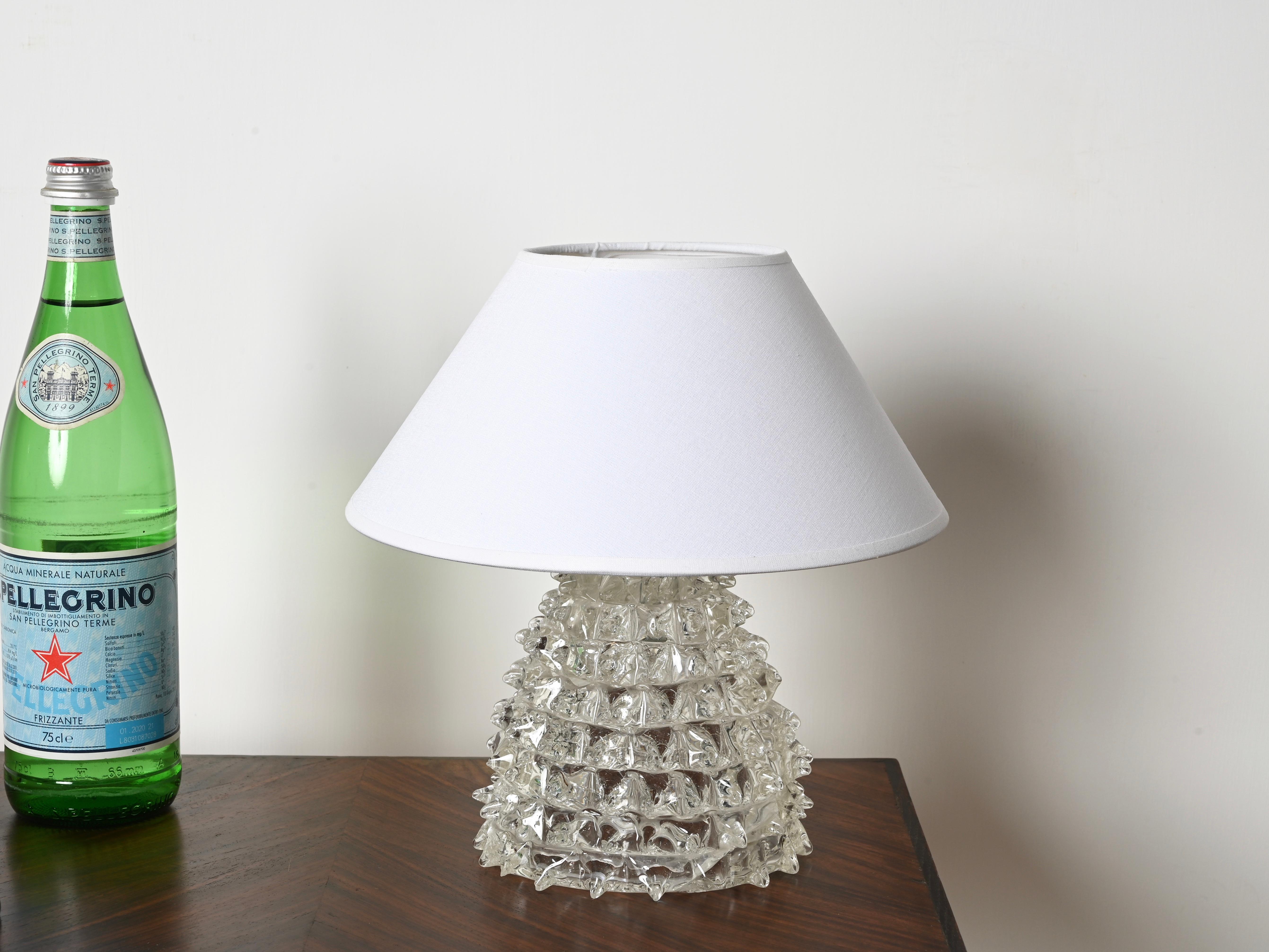 Fait main Paire de lampes de table en verre Rostrato de Murano, Italie, années 1940 en vente