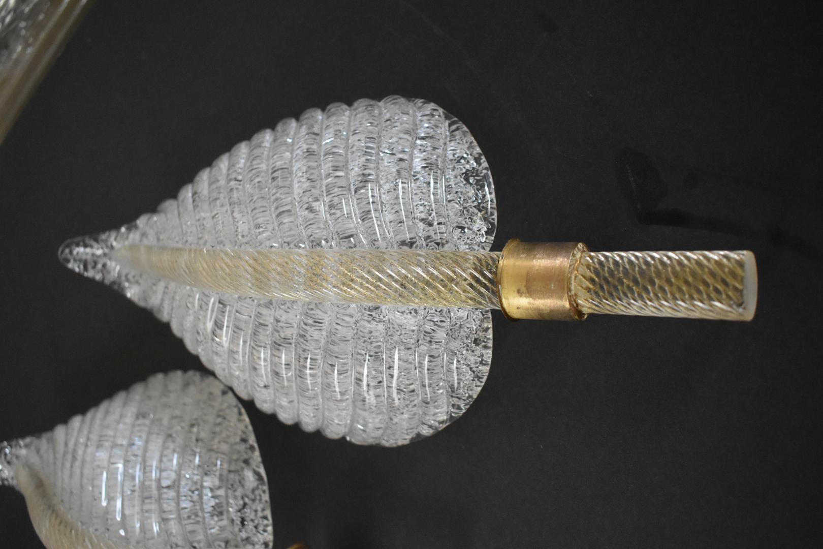 Pair of Barovier Murano Rugiadoso Leaf Wall Sconces For Sale 5