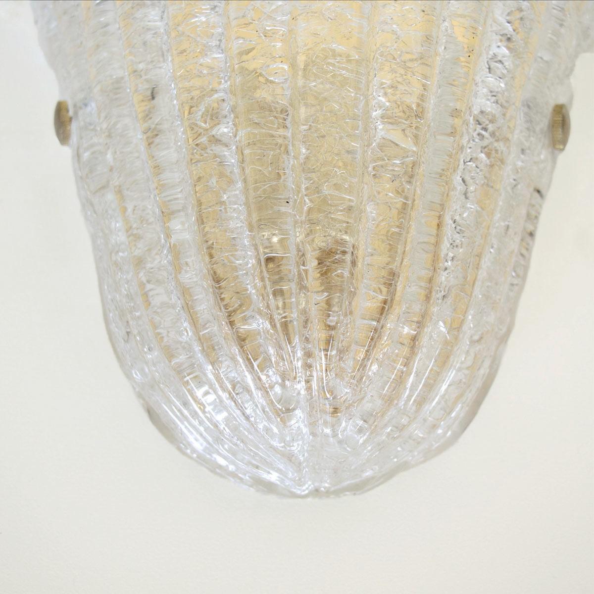 Metal Pair of Barovier Scalloped Glass Sconces