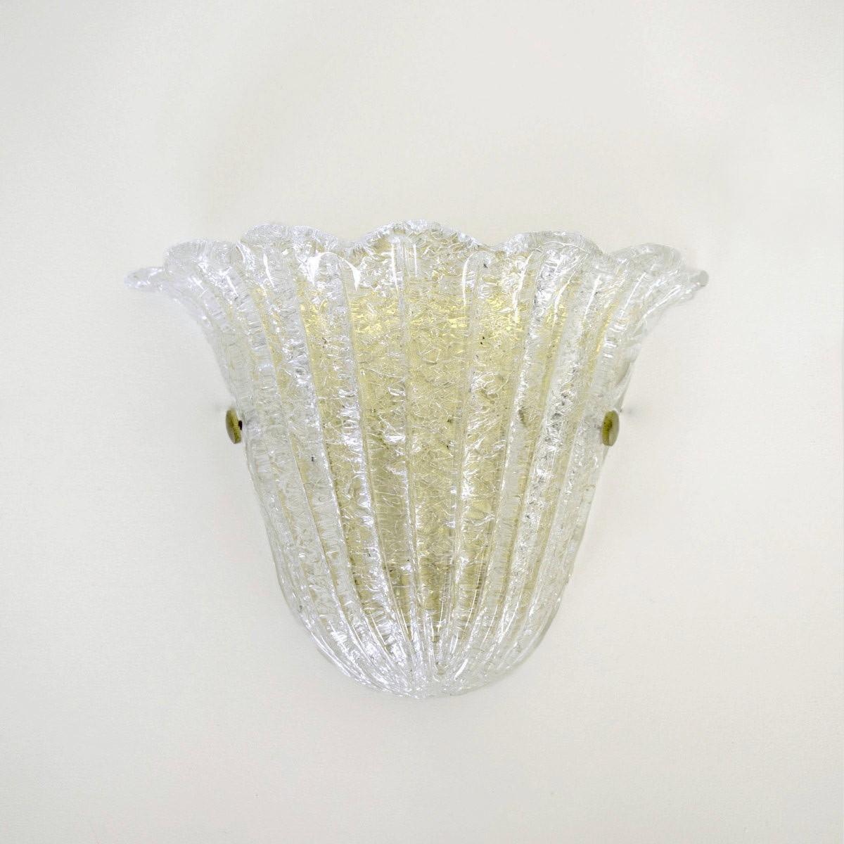 Pair of Barovier Scalloped Glass Sconces 1