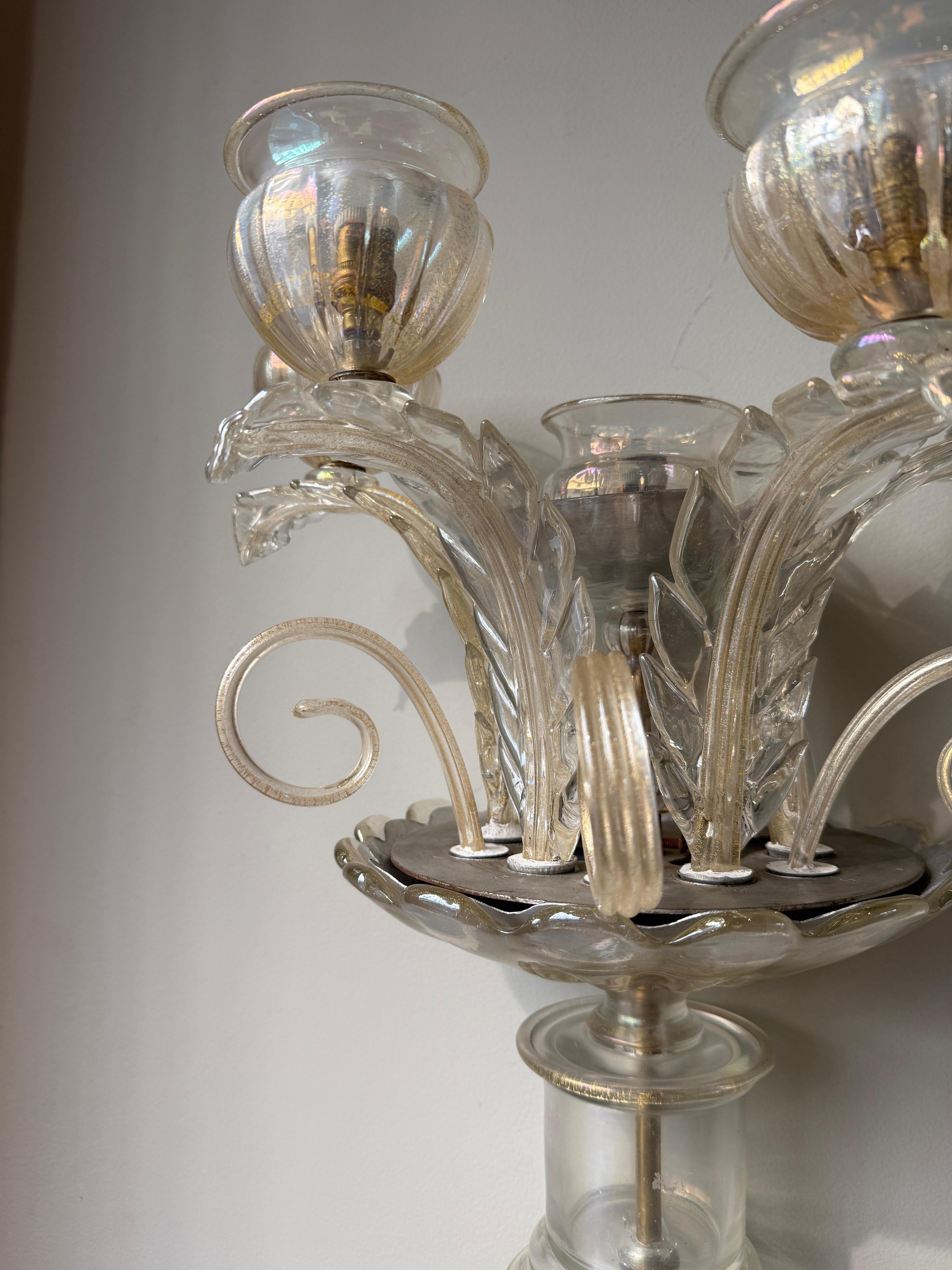 Mid-Century Modern Pair of Barovier sconces circa 1940 italy For Sale