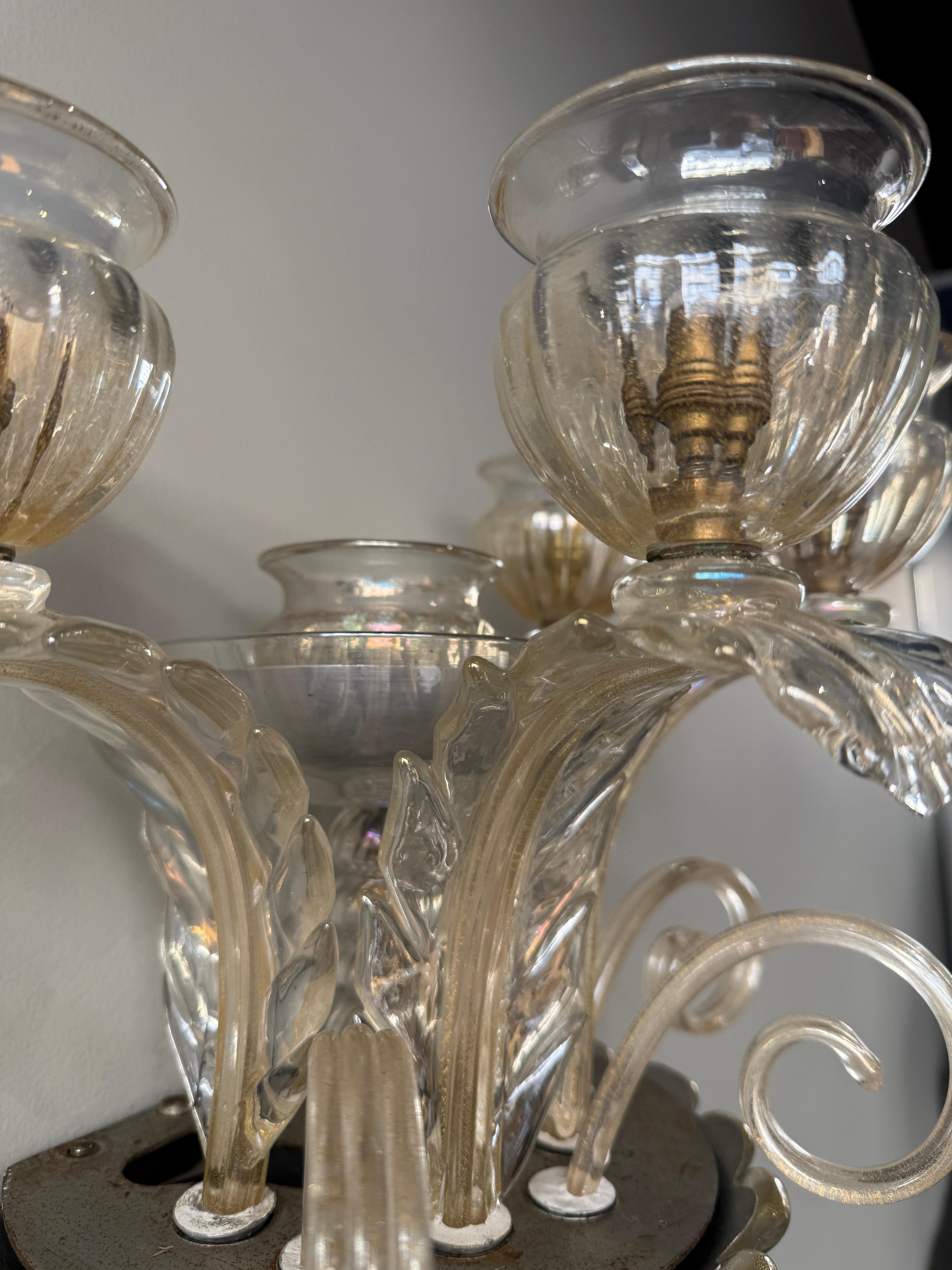 Mid-20th Century Pair of Barovier sconces circa 1940 italy For Sale