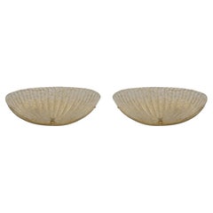 Pair of Barovier Style Mid Century Modern Murano Glass Shell Sconces