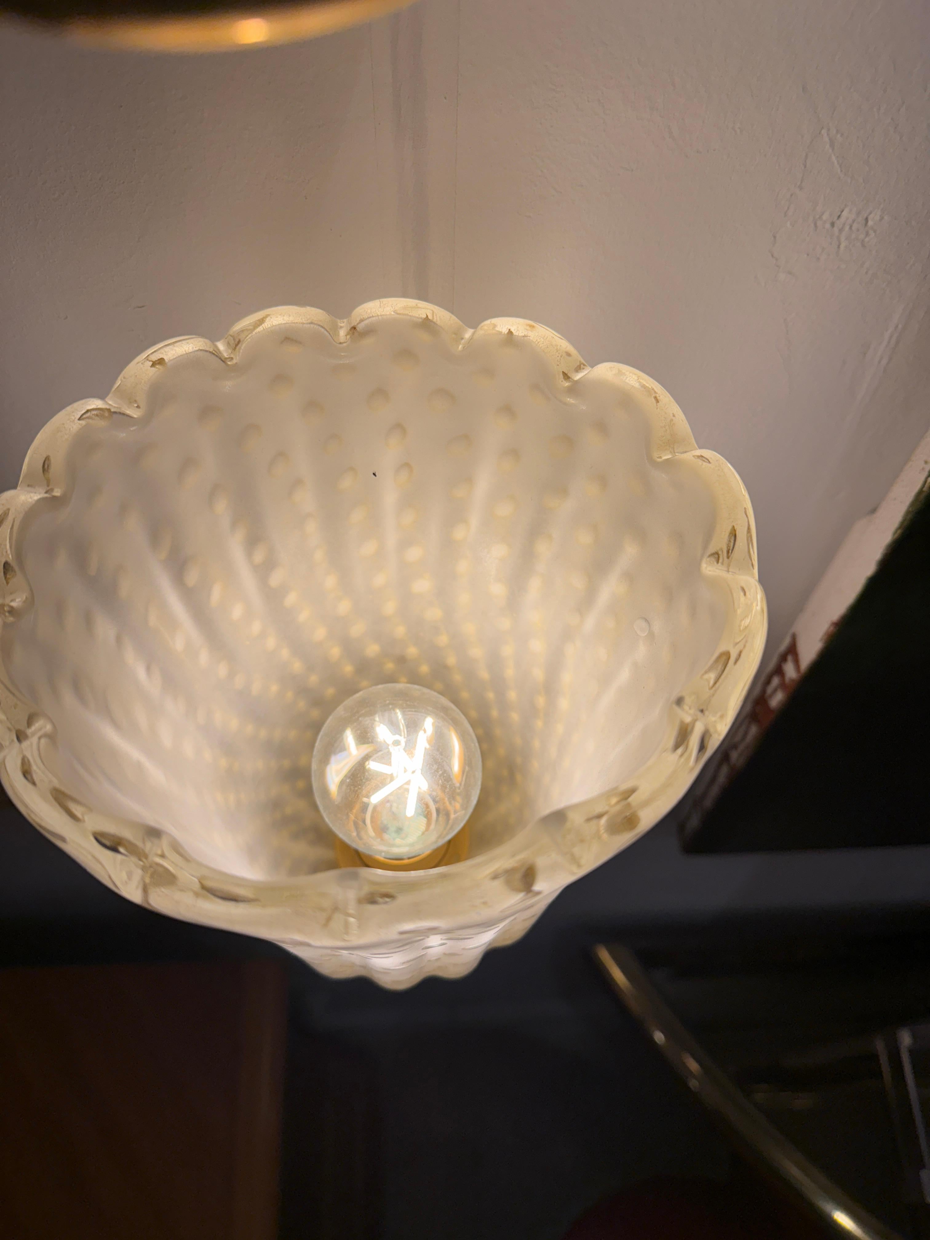 Paar Barovier Stil Murano Pulegoso Gold Glas & Messing Wandleuchter (Muranoglas)