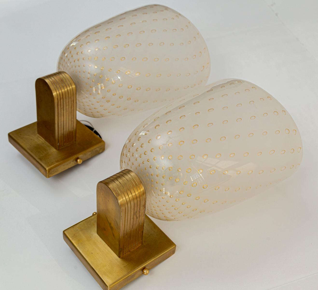 Blown Glass Pair of Barovier Style Wall Lights, Contemporary, UL Certified
