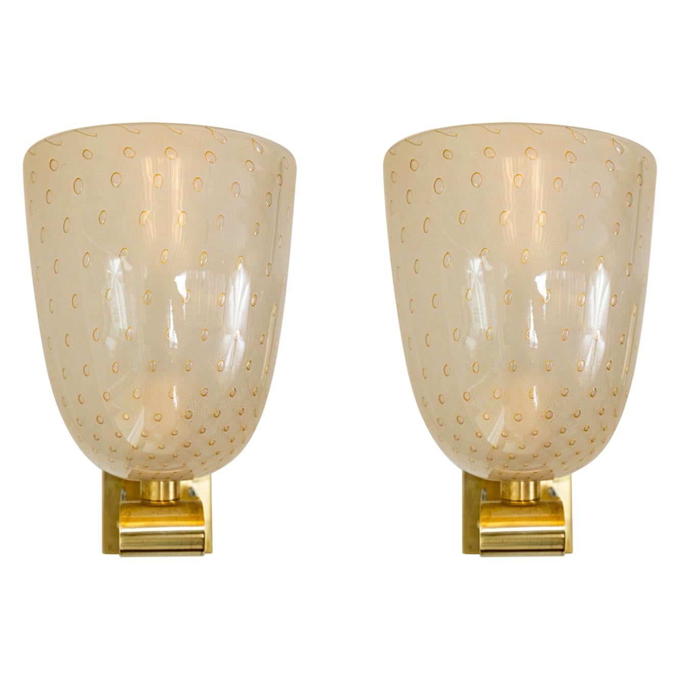 Pair of Murano Barovier Style Wall Lights, Contemporary, UL Certified