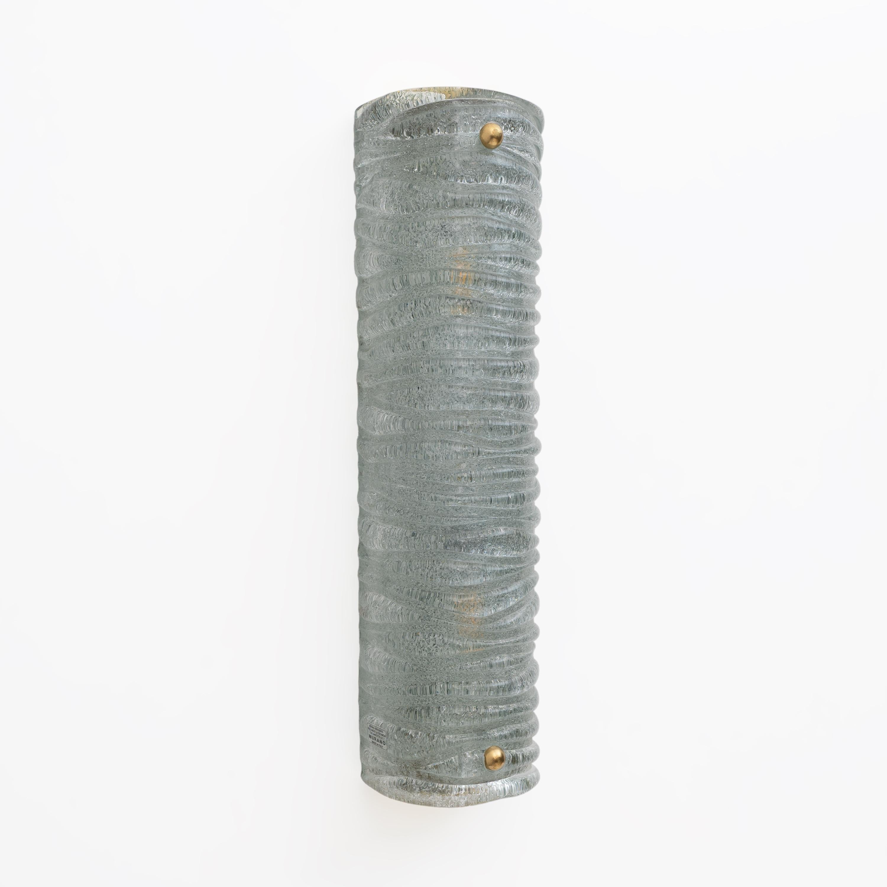 Pareja de candelabros de latón y cristal de Murano estilo Art Decó de Barovier & Toso Metal en venta