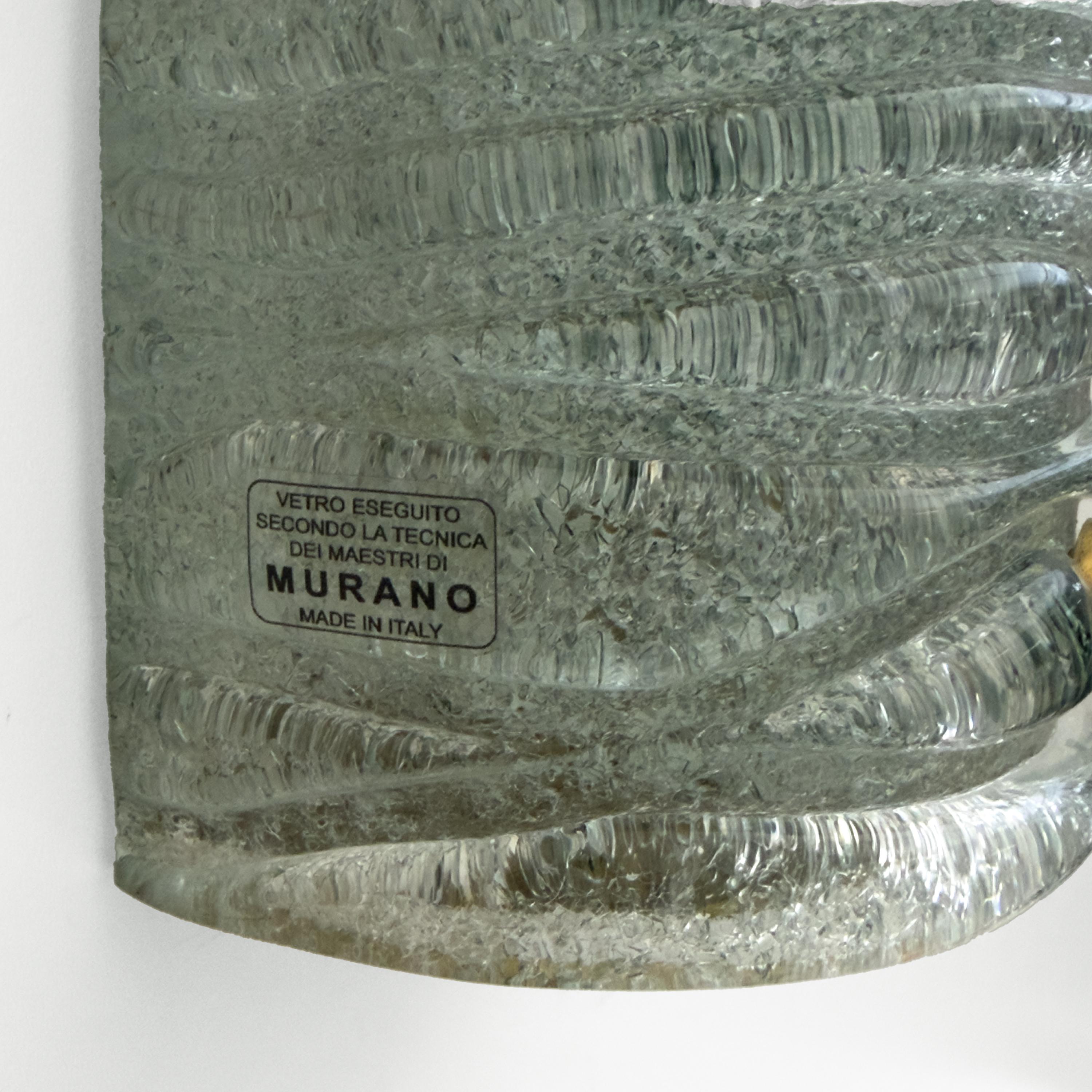 Pareja de candelabros de latón y cristal de Murano estilo Art Decó de Barovier & Toso en venta 3