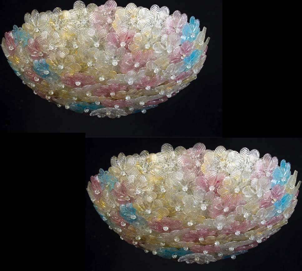 Pair of Delicious Murano Glass Multicolor Flowers Basket Ceiling Lights, 1960' For Sale 6