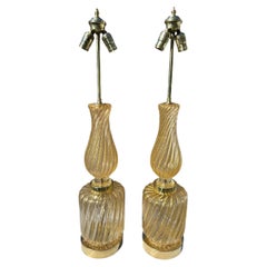 Coppia di lampade in vetro di Murano color oro Barovier&Toso, C.C. 1950