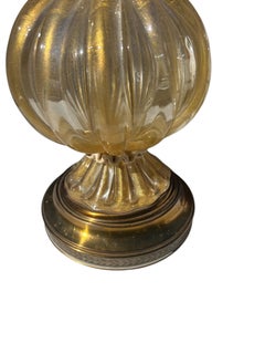 Pair of Barovier & Toso Gold Murano Glass Lamps, c.1950