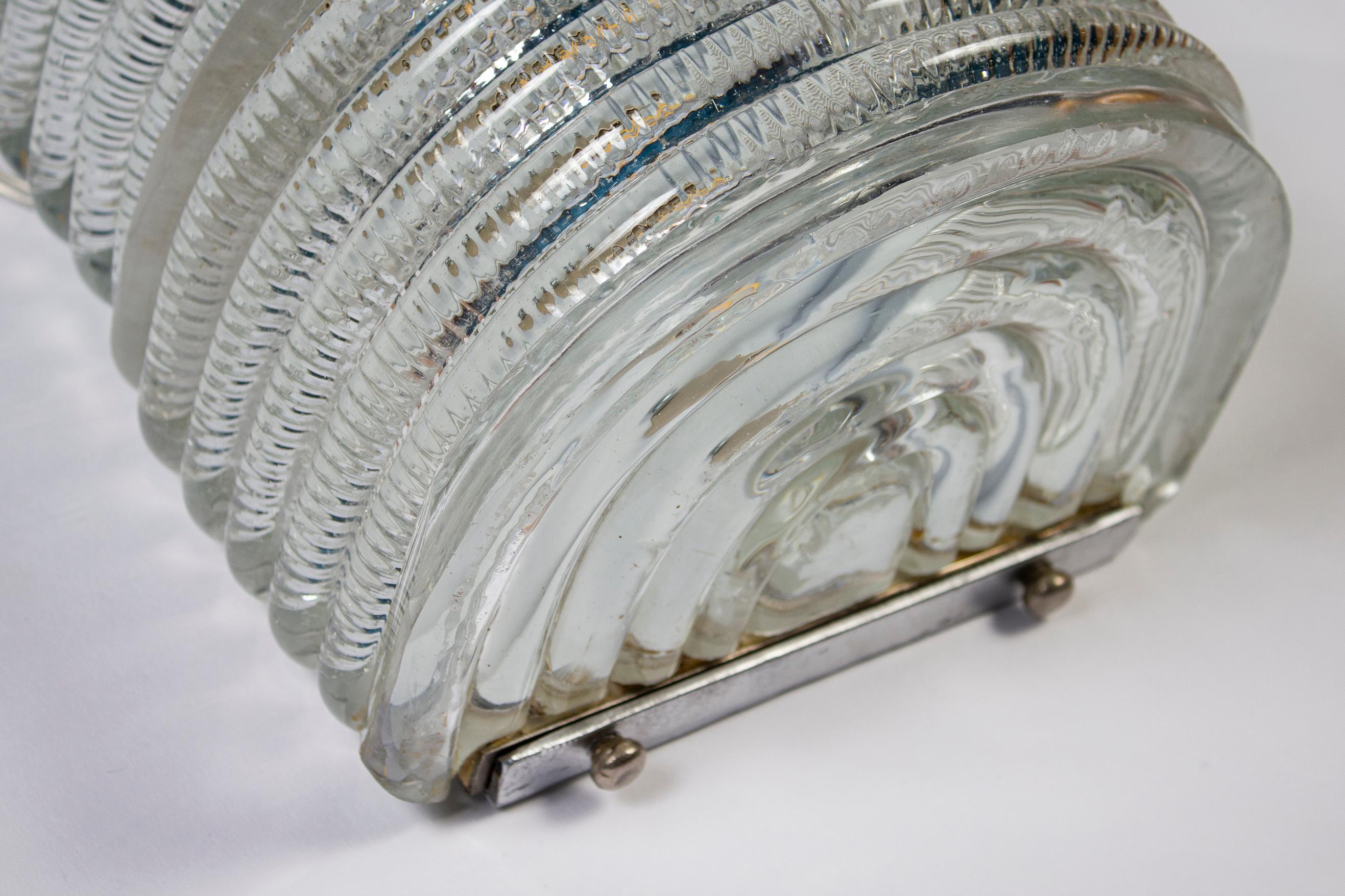 Italian Pair of Barovier & Toso Mid-Century Crystal Textured Murano Glass Sconces, 1950