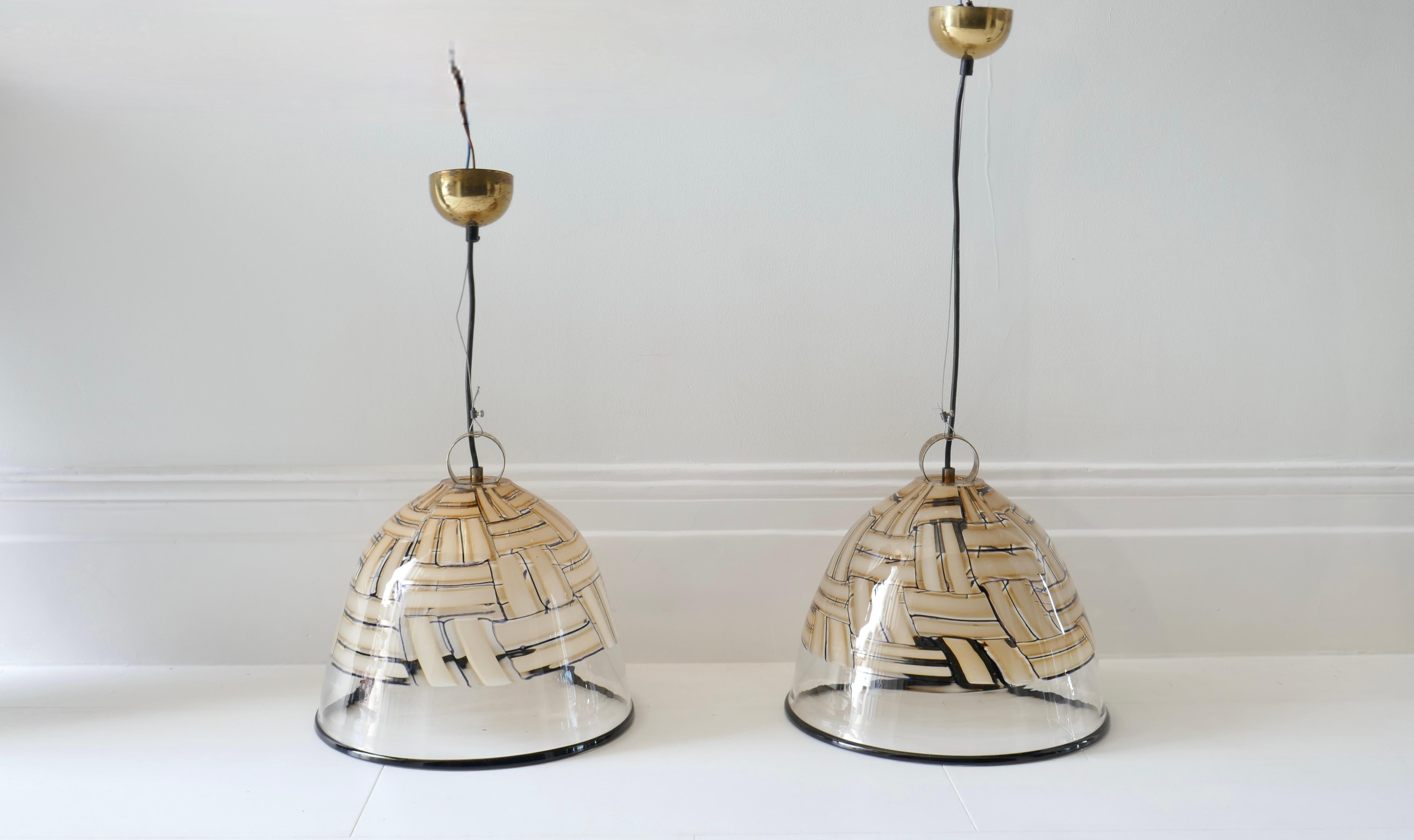 Mid-Century Modern Pair of Barovier & Toso Murano Glass Chandeliers 