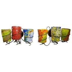 Pair of Barovier & Toso Murano Glass Italian "Goti Luminosi" Sconces, 1989