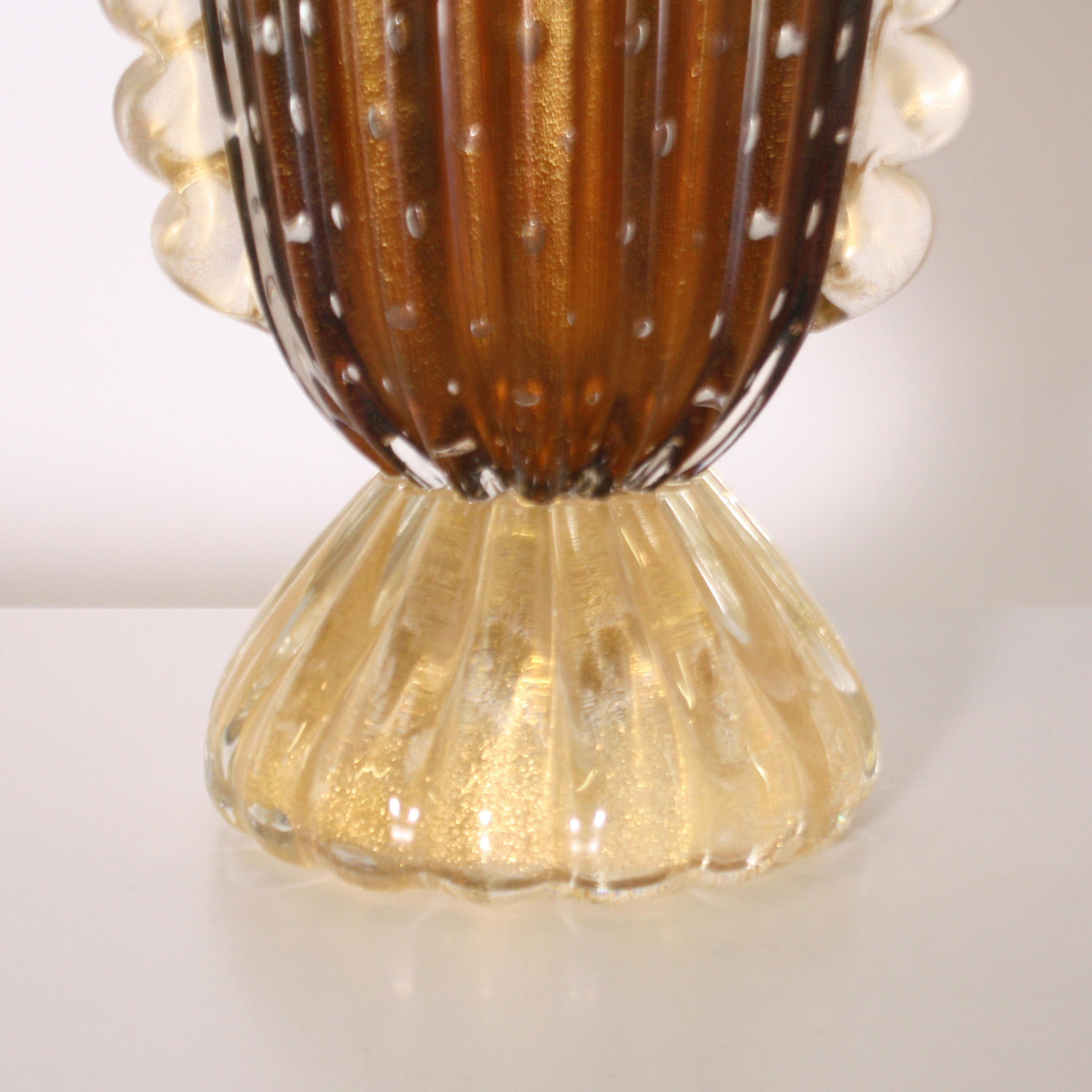 Pair of Barovier & Toso Murano glass vases, circa 1950.