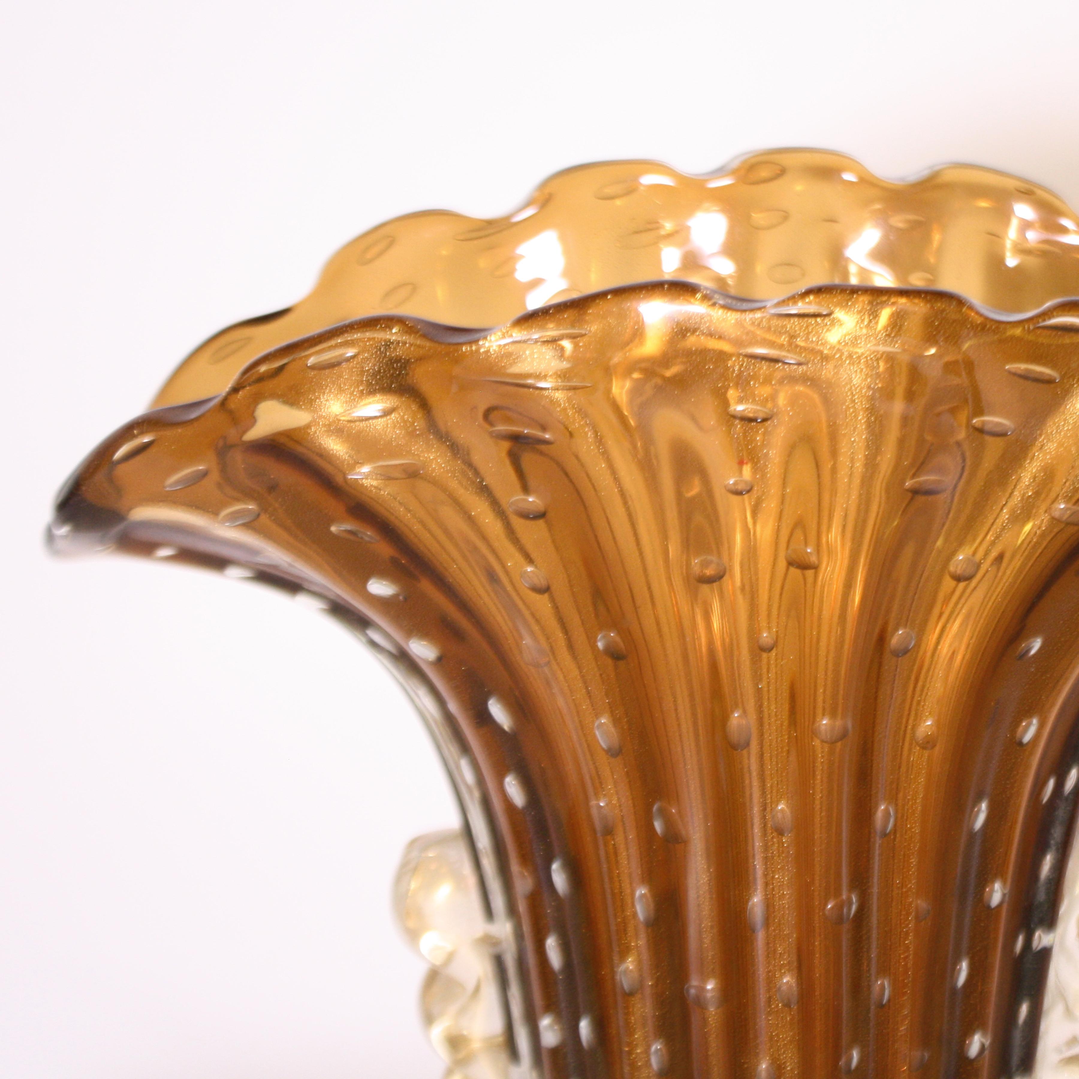 Pair of Barovier & Toso Murano Glass Vases, circa 1950 1