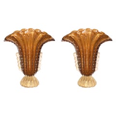 Pair of Barovier & Toso Murano Glass Vases, circa 1950
