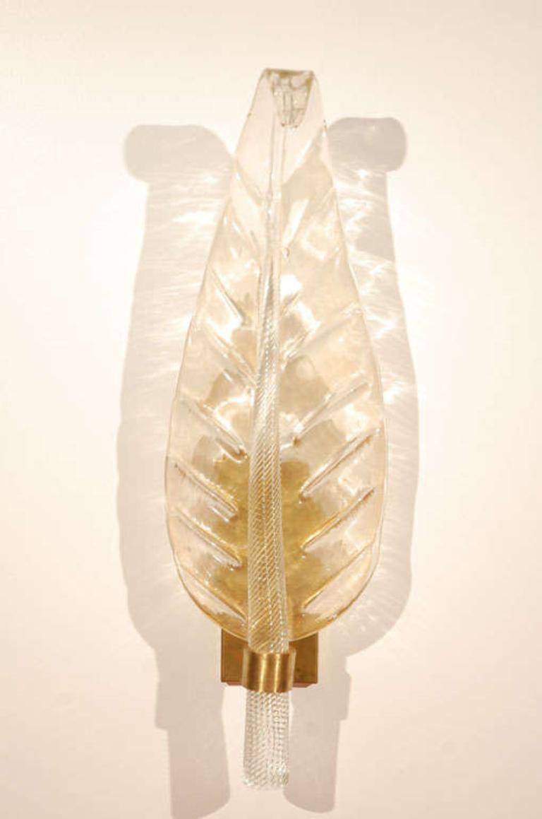 Pair of leaf-shaped Murano sconces.