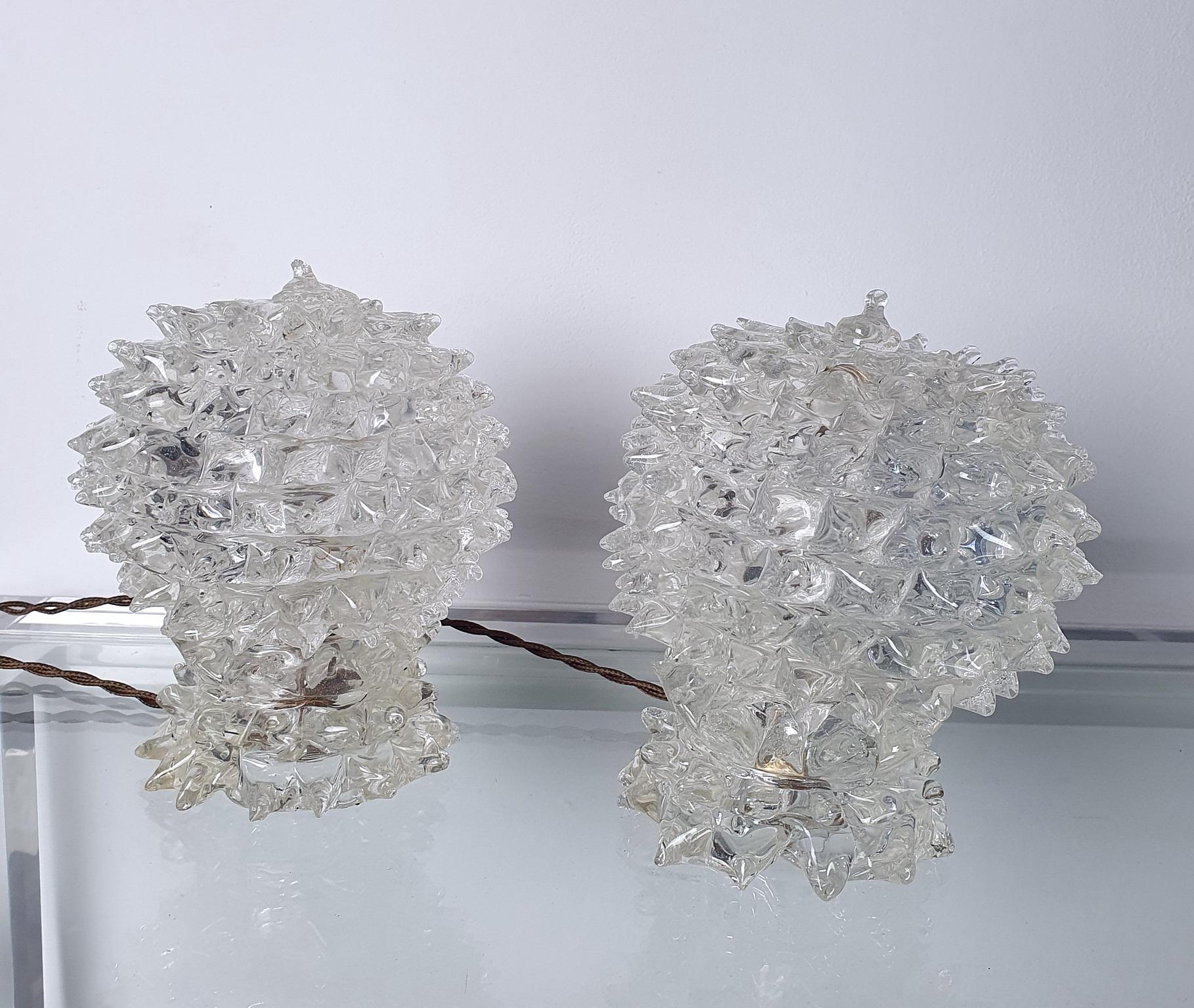 Mid-Century Modern Pair of Barovier & Toso Rostrato Table Lamps For Sale