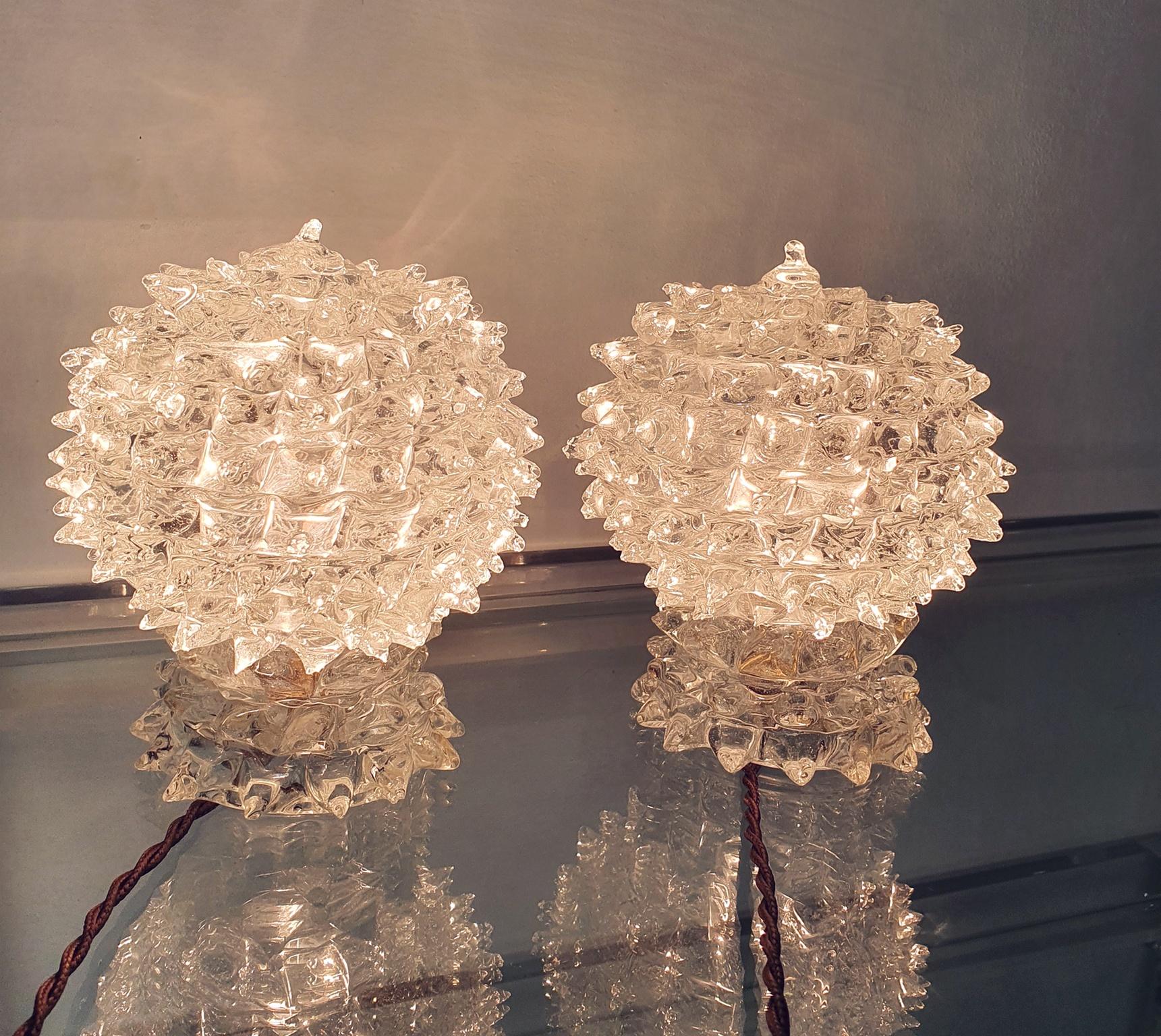 Pair of Barovier & Toso Rostrato Table Lamps In Good Condition For Sale In Albano Laziale, Rome/Lazio