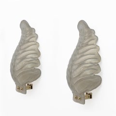 Pair of Barovier & Toso Style Mid-Century Modern Murano Glass Gold Leaf Sconces