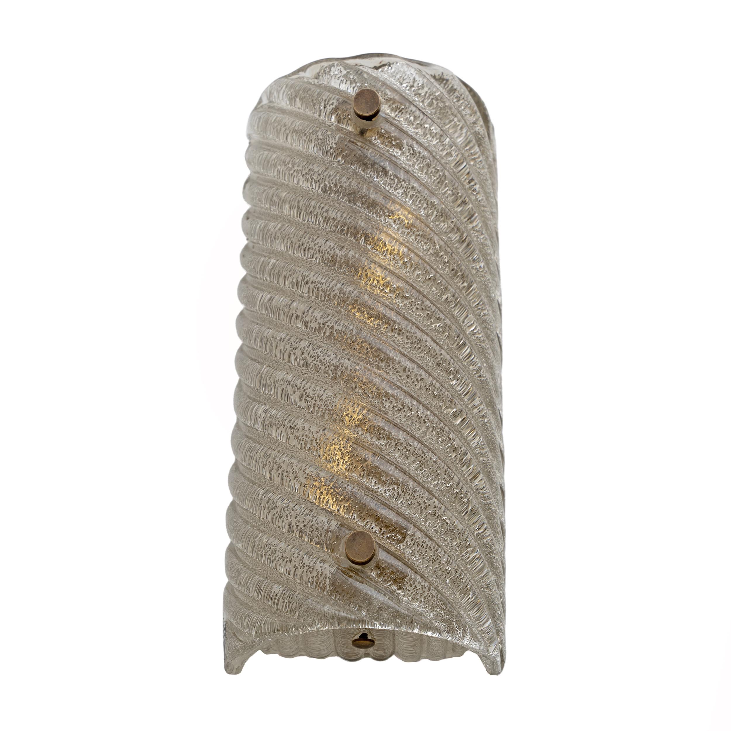 Mid-Century Modern Pair of Barovier & Toso Style Modern Murano Glass Smoked Twisted Sconces /cm H30 For Sale