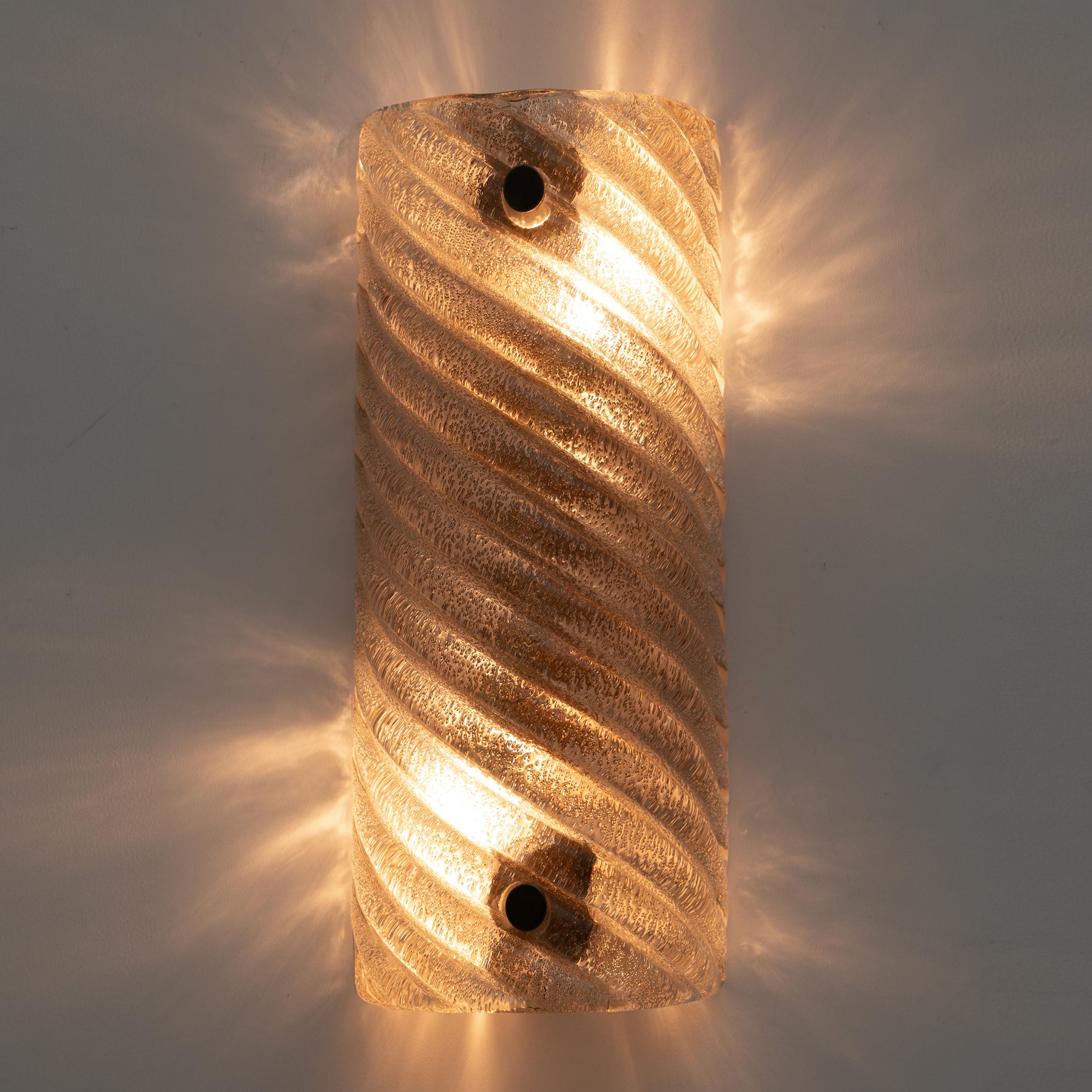Contemporary Pair of Barovier & Toso Style Modern Murano Glass Smoked Twisted Sconces /cm H30 For Sale