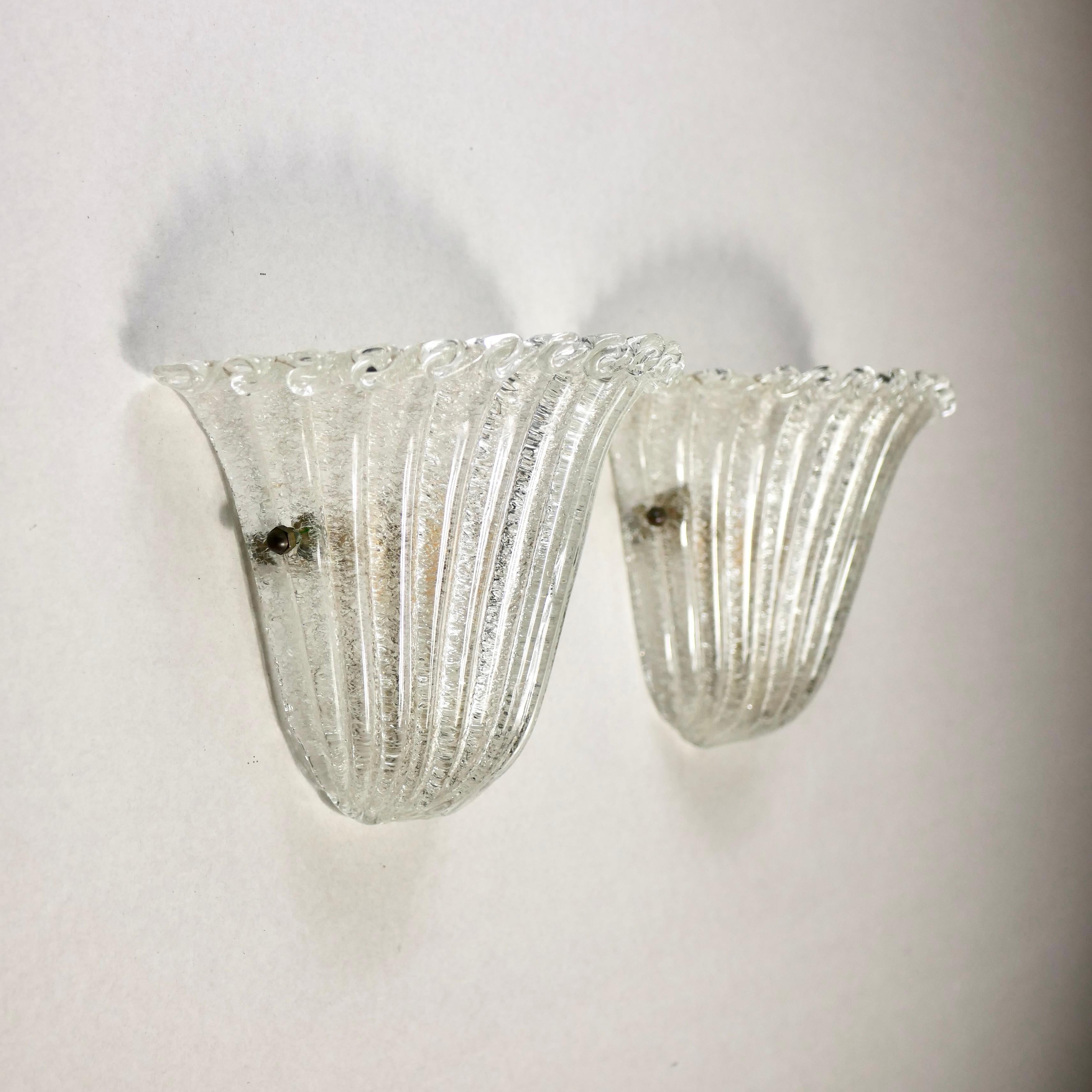 Italian Pair of Barovier & Toso wall lights in Murano glass, 1960s