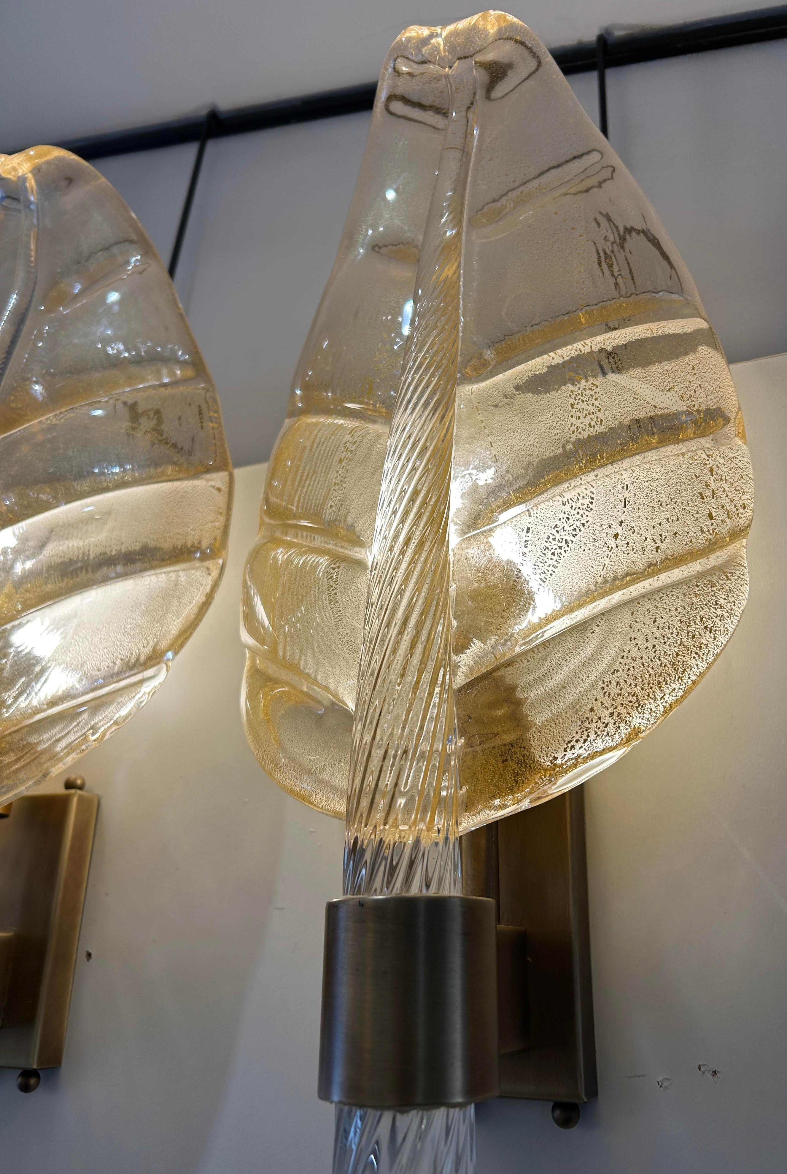 XX secolo Coppia di lampade da parete Barovier&Toso in vetro di Murano in vendita