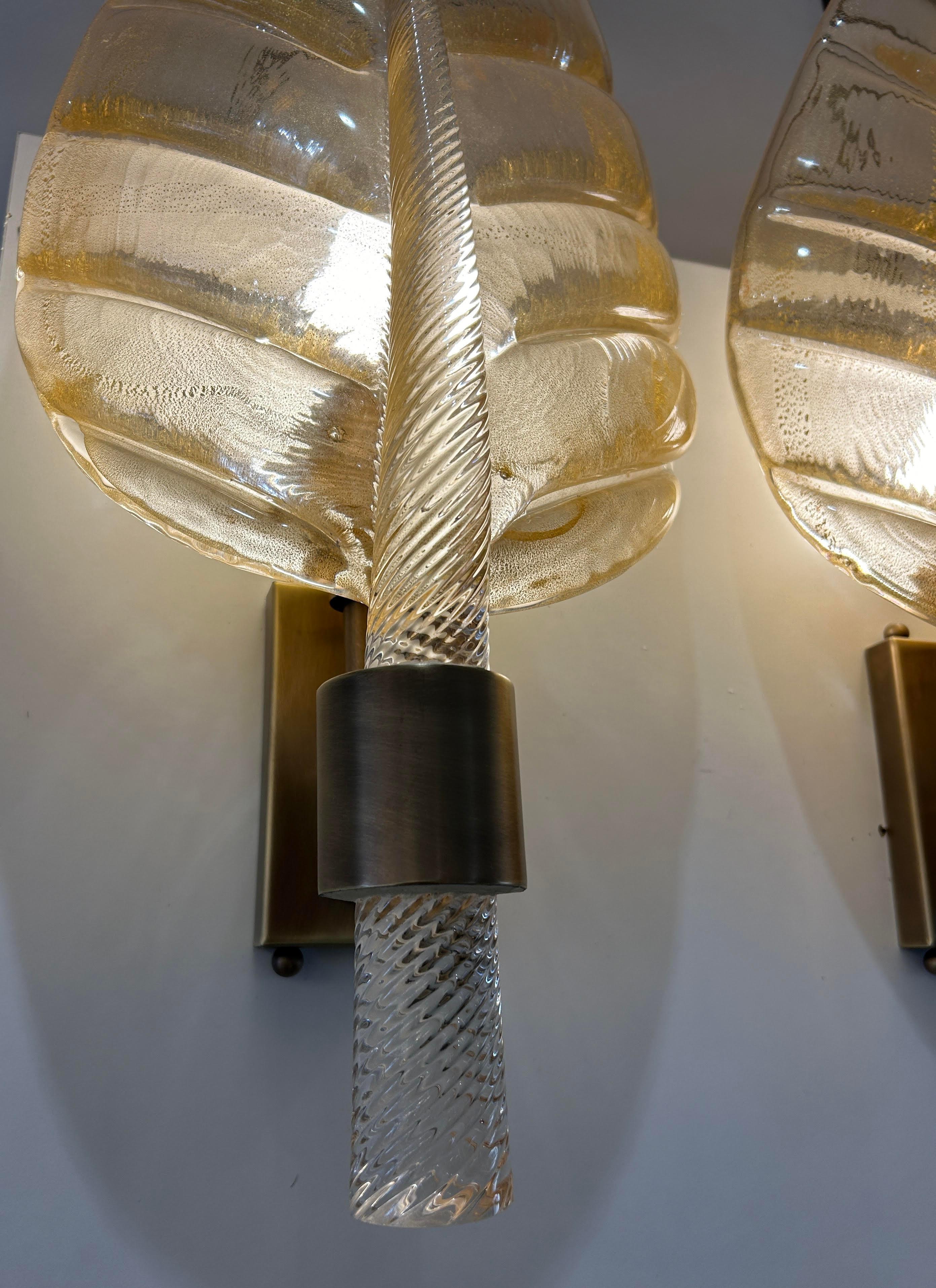 Vetro Coppia di lampade da parete Barovier&Toso in vetro di Murano in vendita