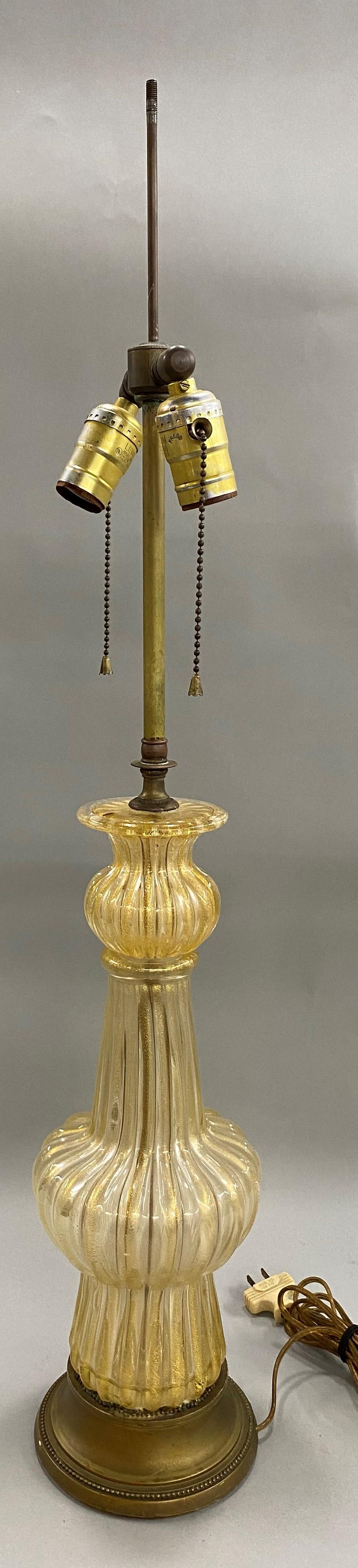 Pair of Barovier Venetian Glass Table Lamps with 22-Karat Gold Dust Inclusions 3