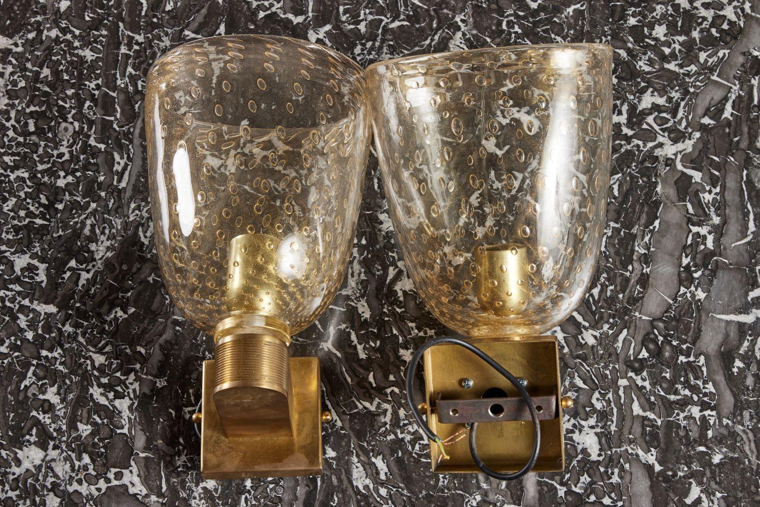 Pair of Barovier y Toso Beaded glass sconces from the 20th century.