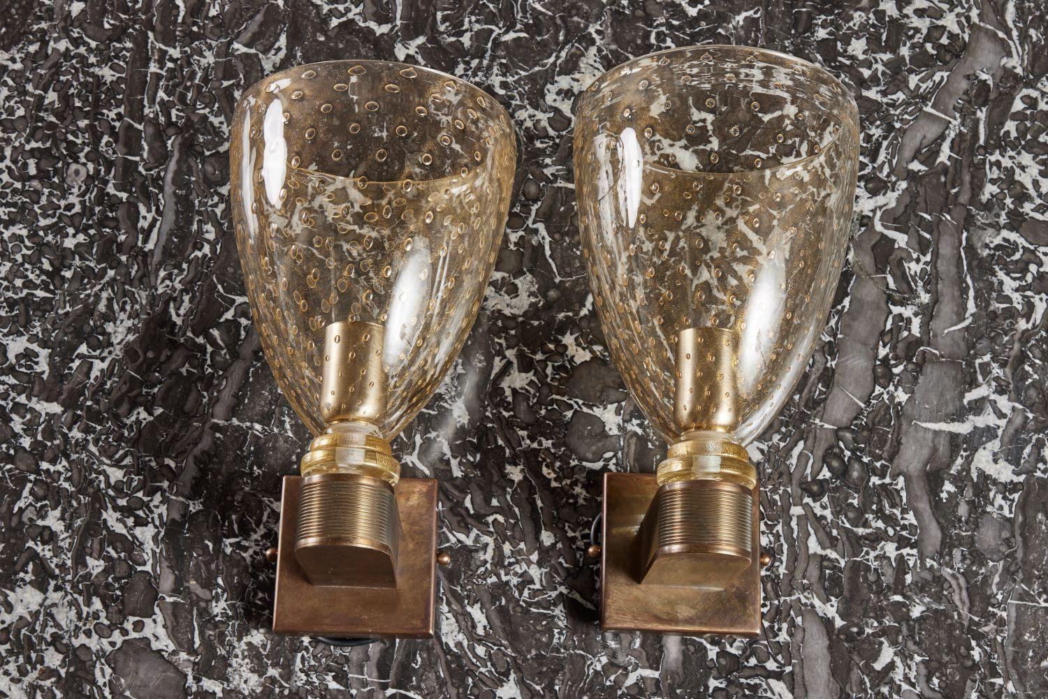 Pair of Barovier Y Toso Beaded Glass Sconces In Good Condition For Sale In Pasadena, CA