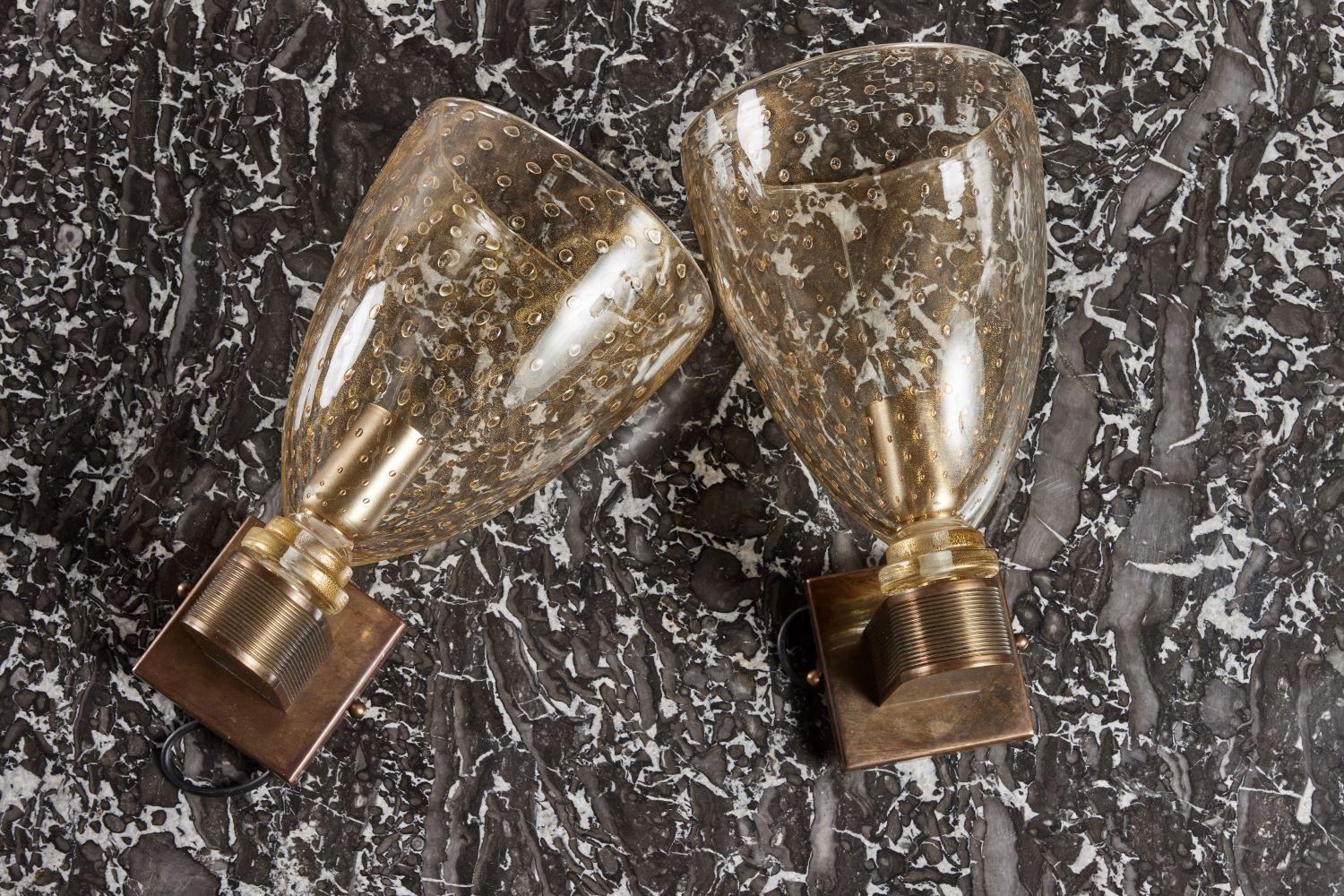 20th Century Pair of Barovier Y Toso Beaded Glass Sconces For Sale
