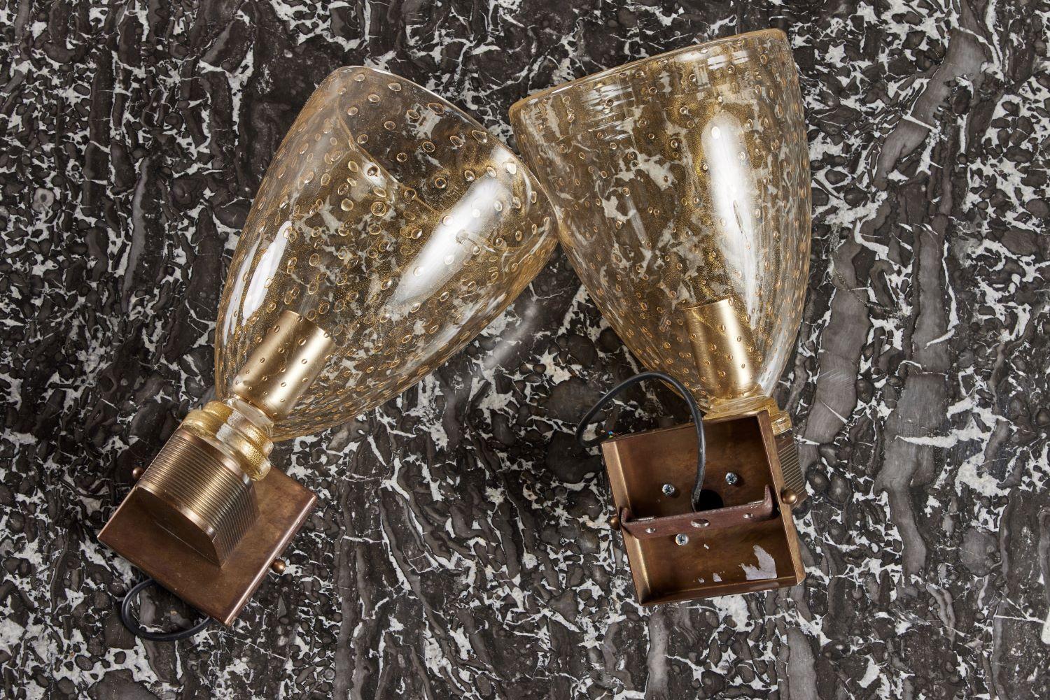 Pair of Barovier Y Toso Beaded Glass Sconces For Sale 1