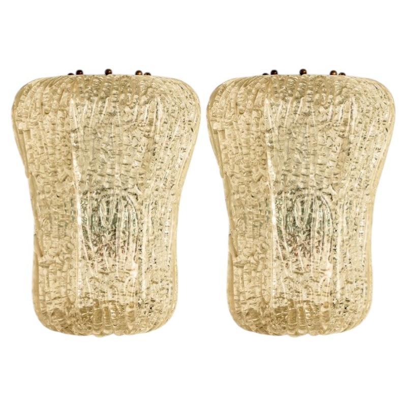 Pair of Barovier&Toso Glass and Wall Sconces, Italy 1940s