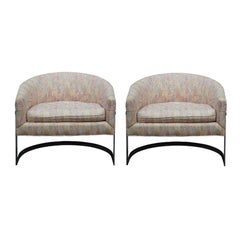 Pair of Barrel Back Chairs with Chrome Base