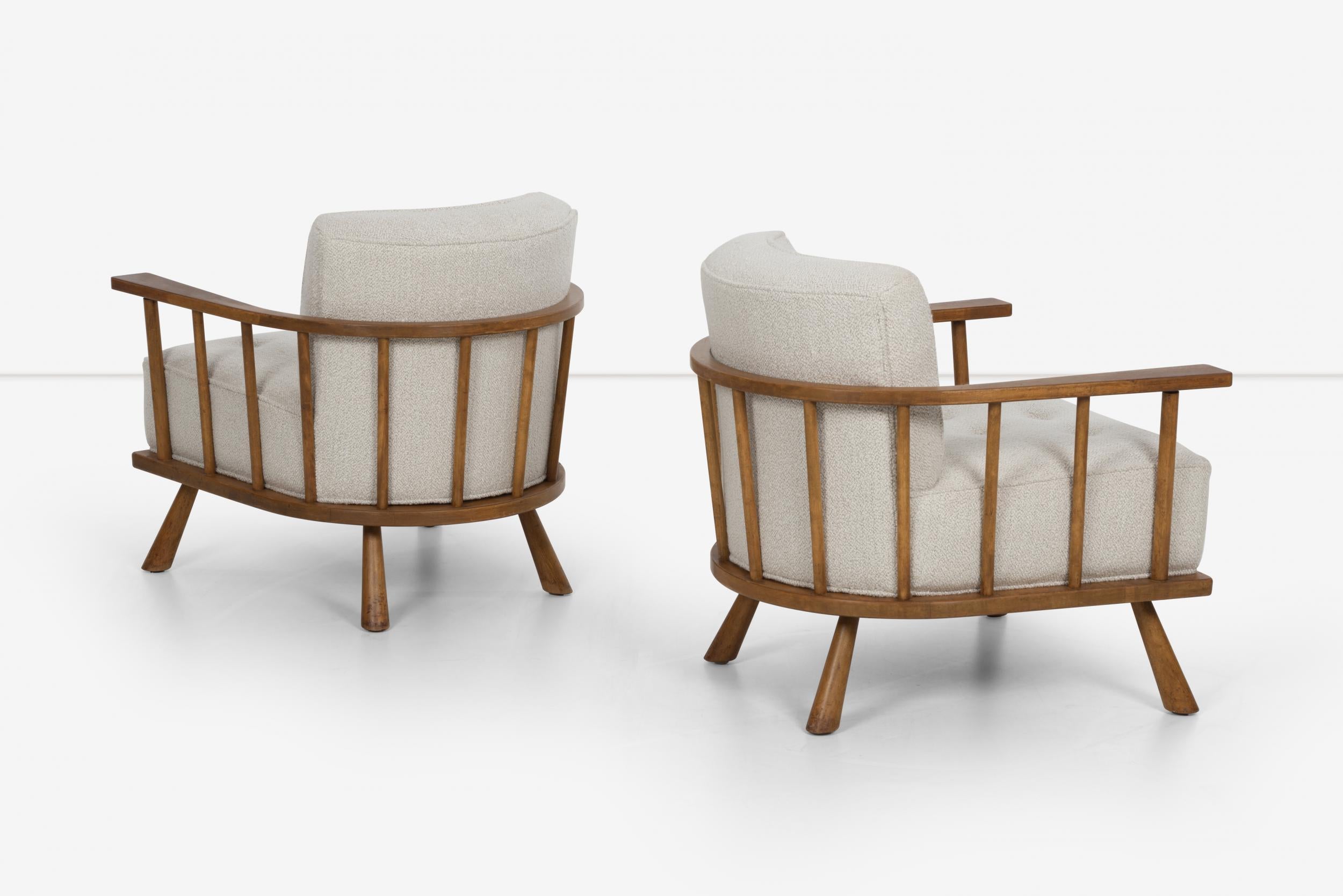 Fabric Pair of Barrel Back Lounge Chairs by Robsjohn-Gibbings