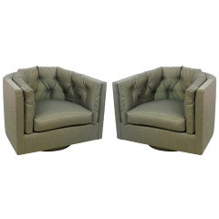 Pair of Barrel Back Swivel Chairs