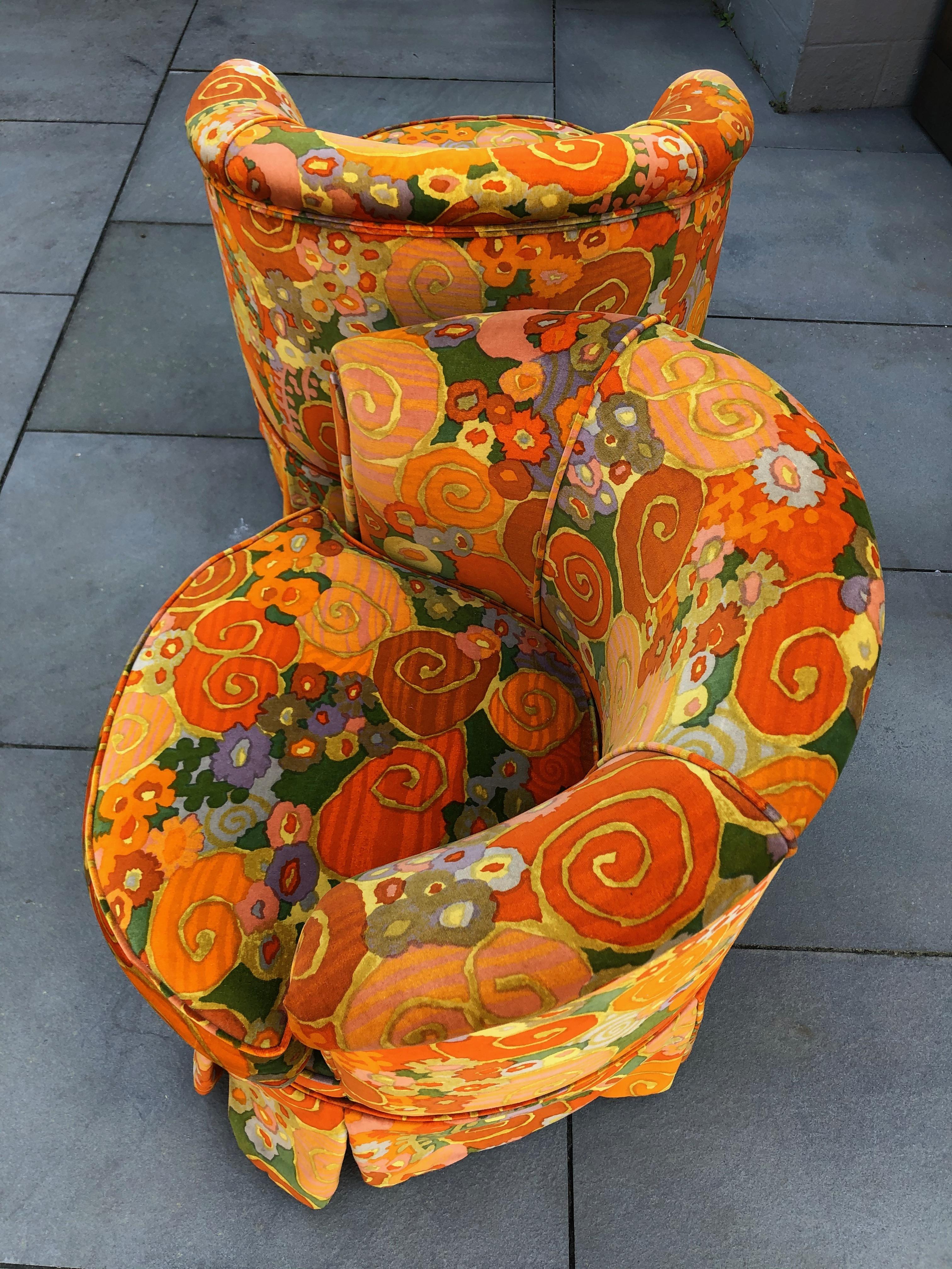 Pair of Barrel Chairs in Jack Lenor Larsen Fabric 8