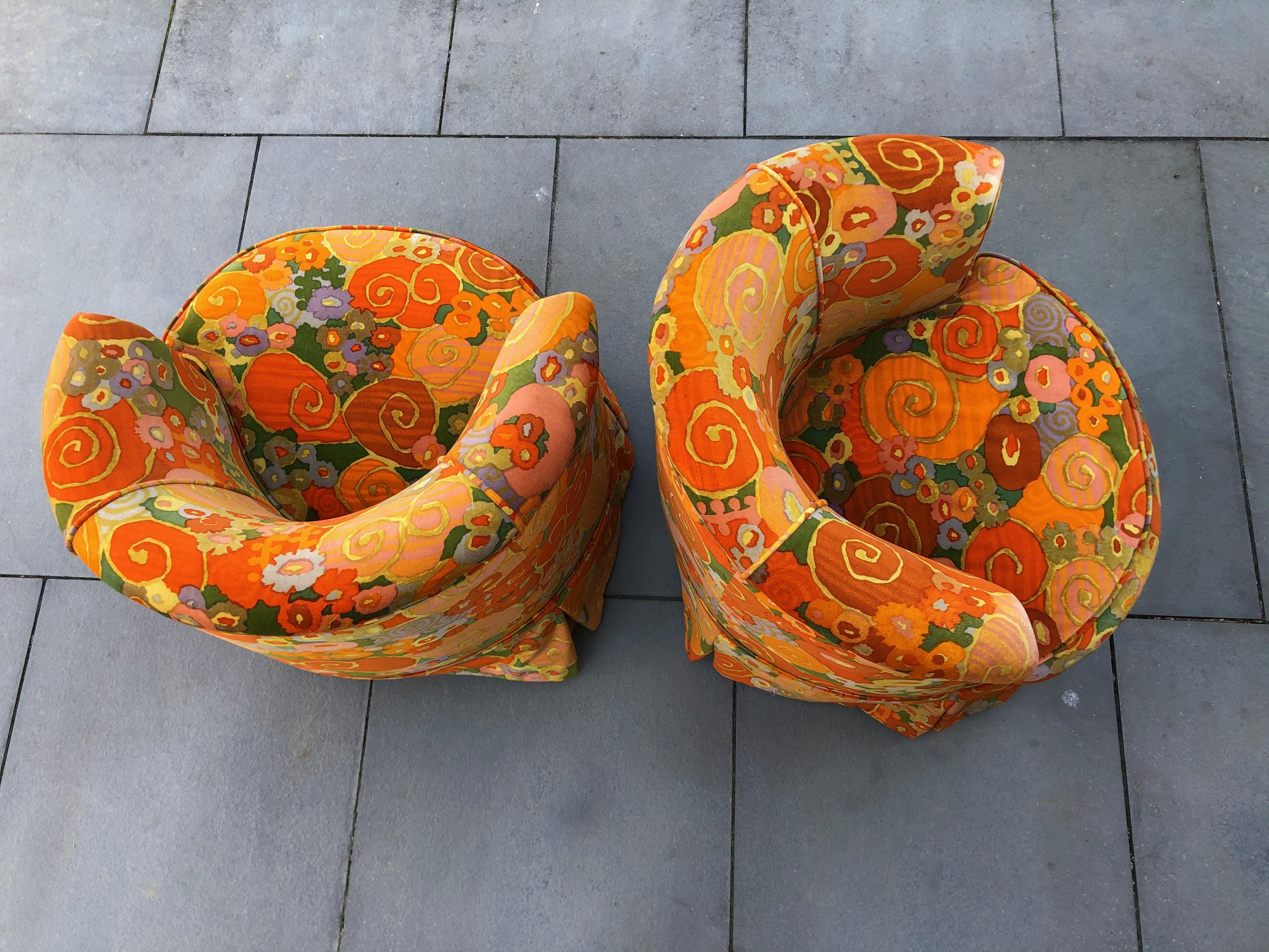 Pair of Barrel Chairs in Jack Lenor Larsen Fabric 10
