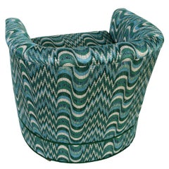 Pair of Barrel Chairs Upholstered in Dedar Flamestich Green and Blue