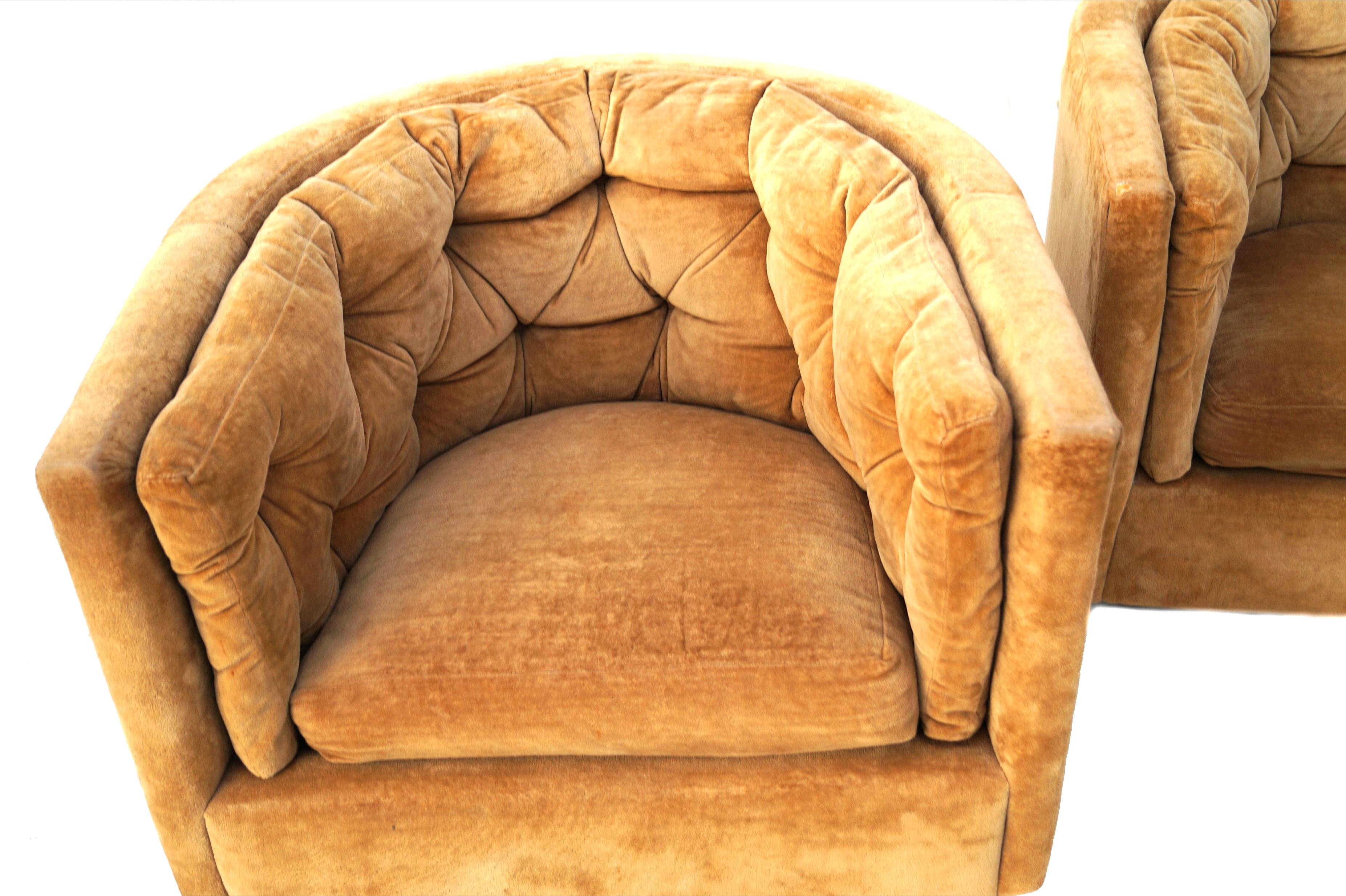 Pair of Barrel Swivel Chairs in the Manner of Milo Baughman 3