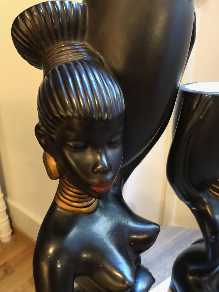 Pair of Barsony Style Ladies Lamps Original, 1950s For Sale at 1stDibs