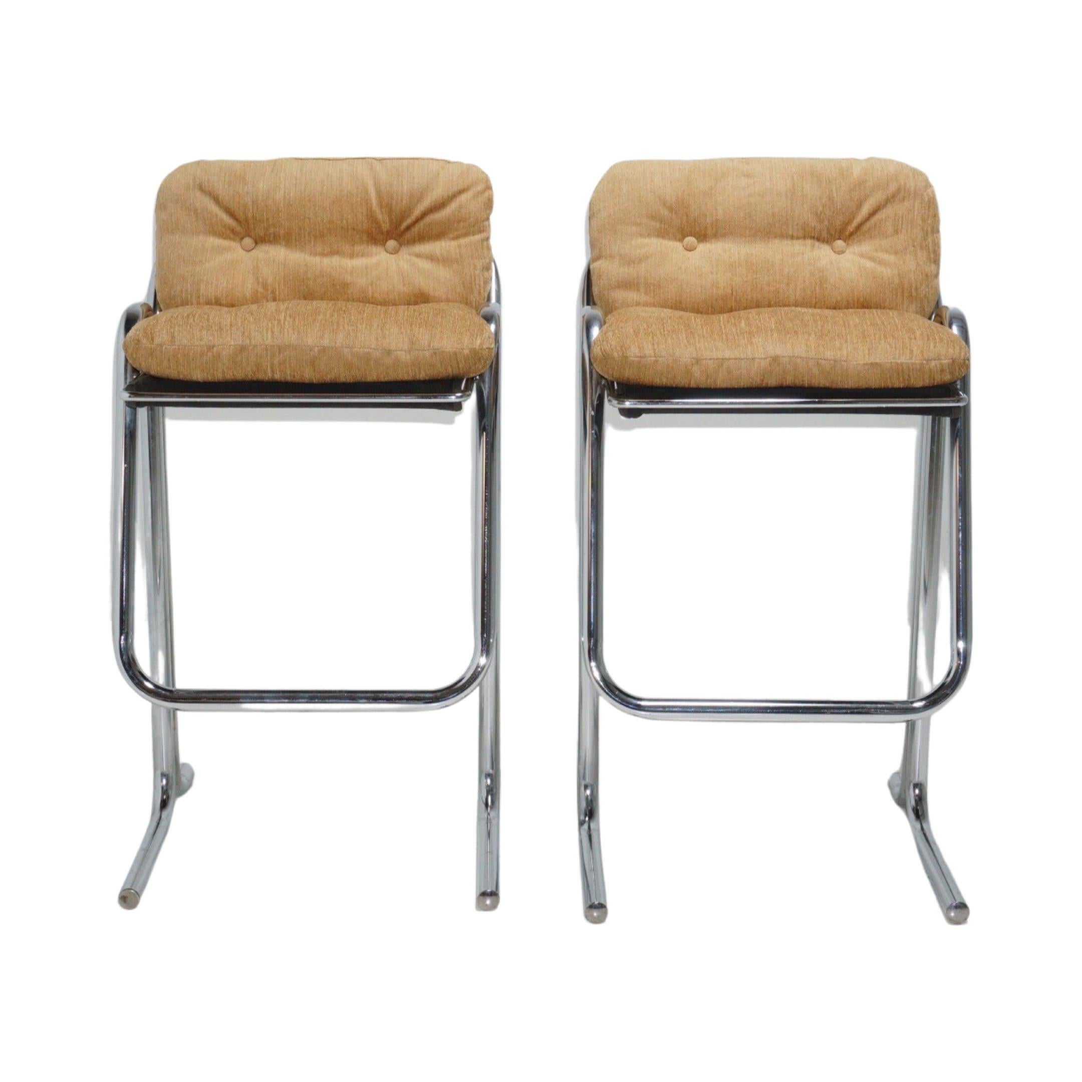 Mid-Century Modern Pair of Barstools by Jerry Johnson, 1970s For Sale
