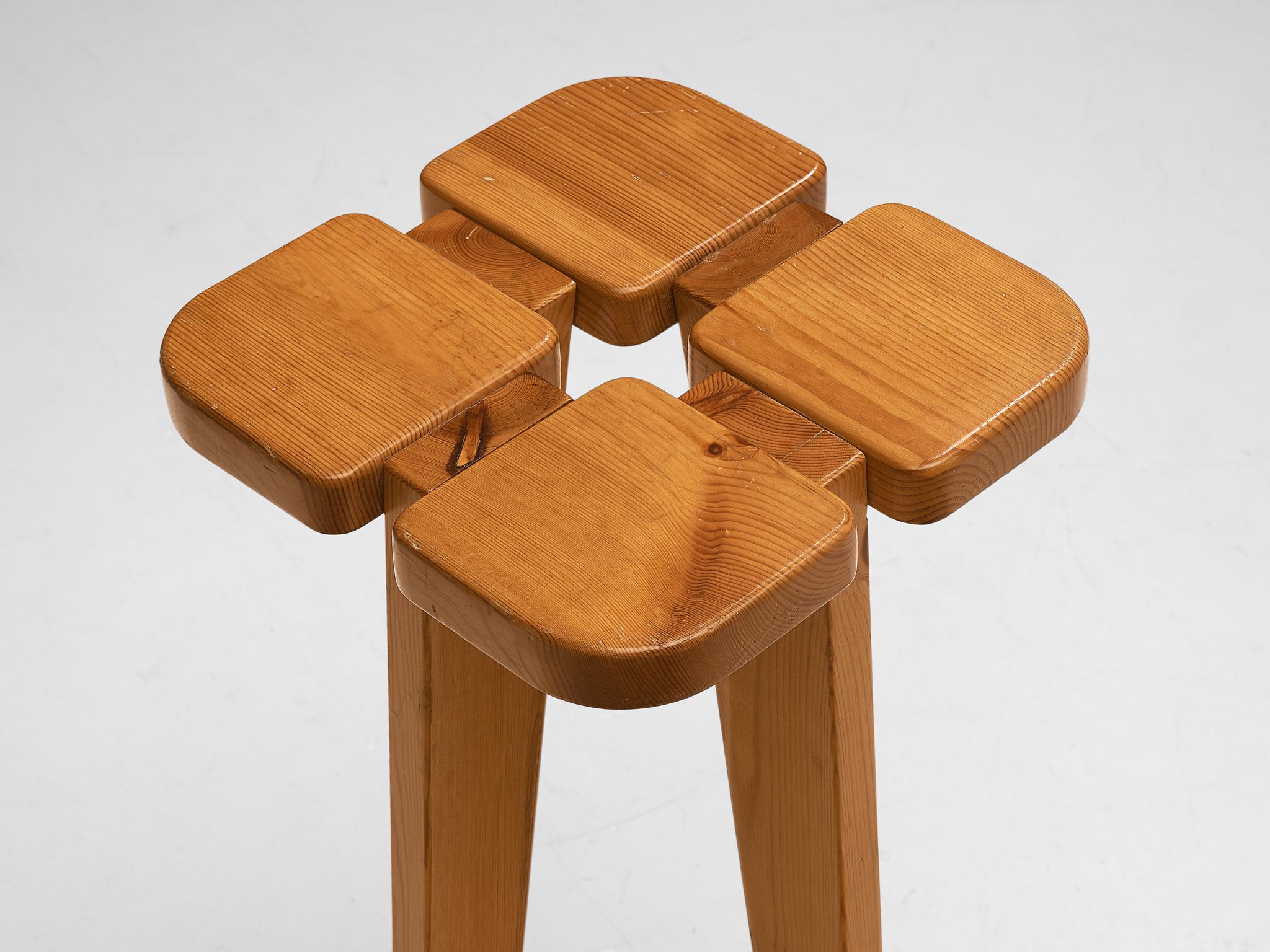 Pair of Barstools in Solid Pine by Lisa Johansson Pape 1